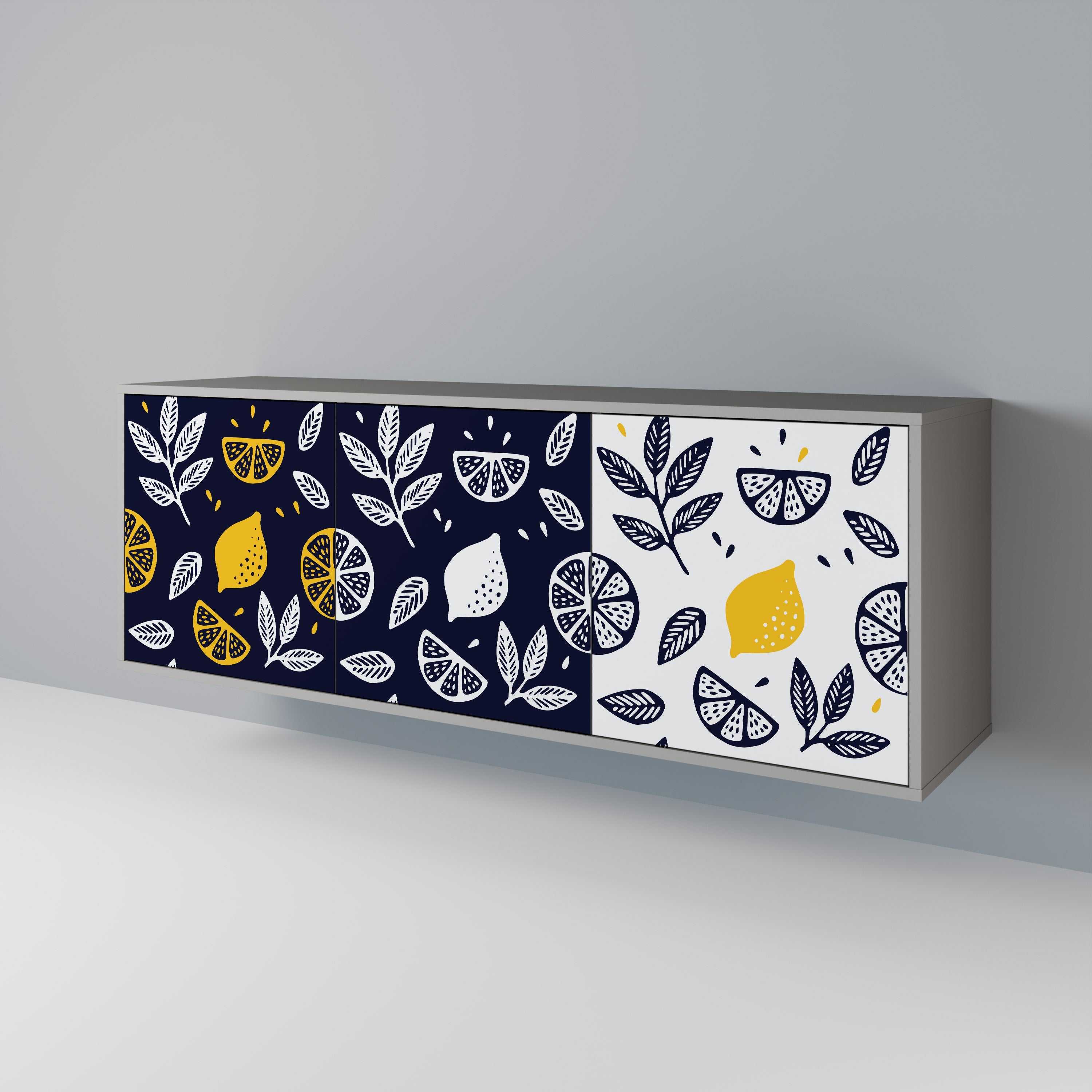 CITRUS BLACK AND WHITE 3-türiges Sideboard in grauem Finish