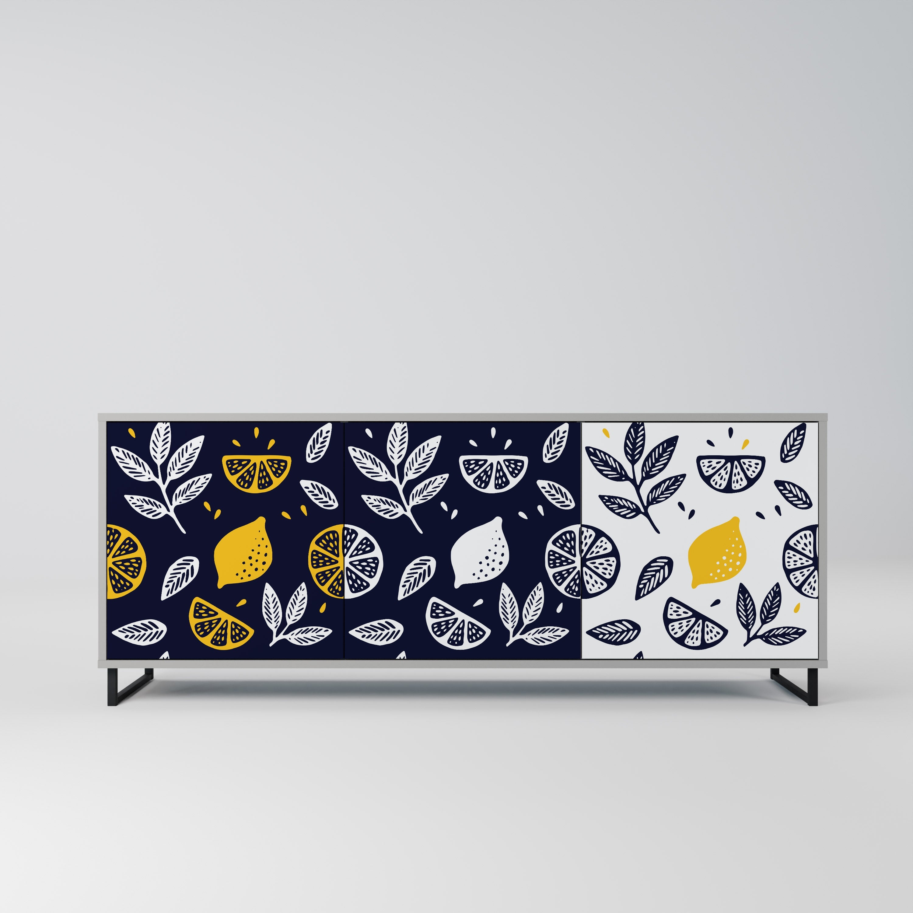 CITRUS BLACK AND WHITE 3-türiges Sideboard in grauem Finish
