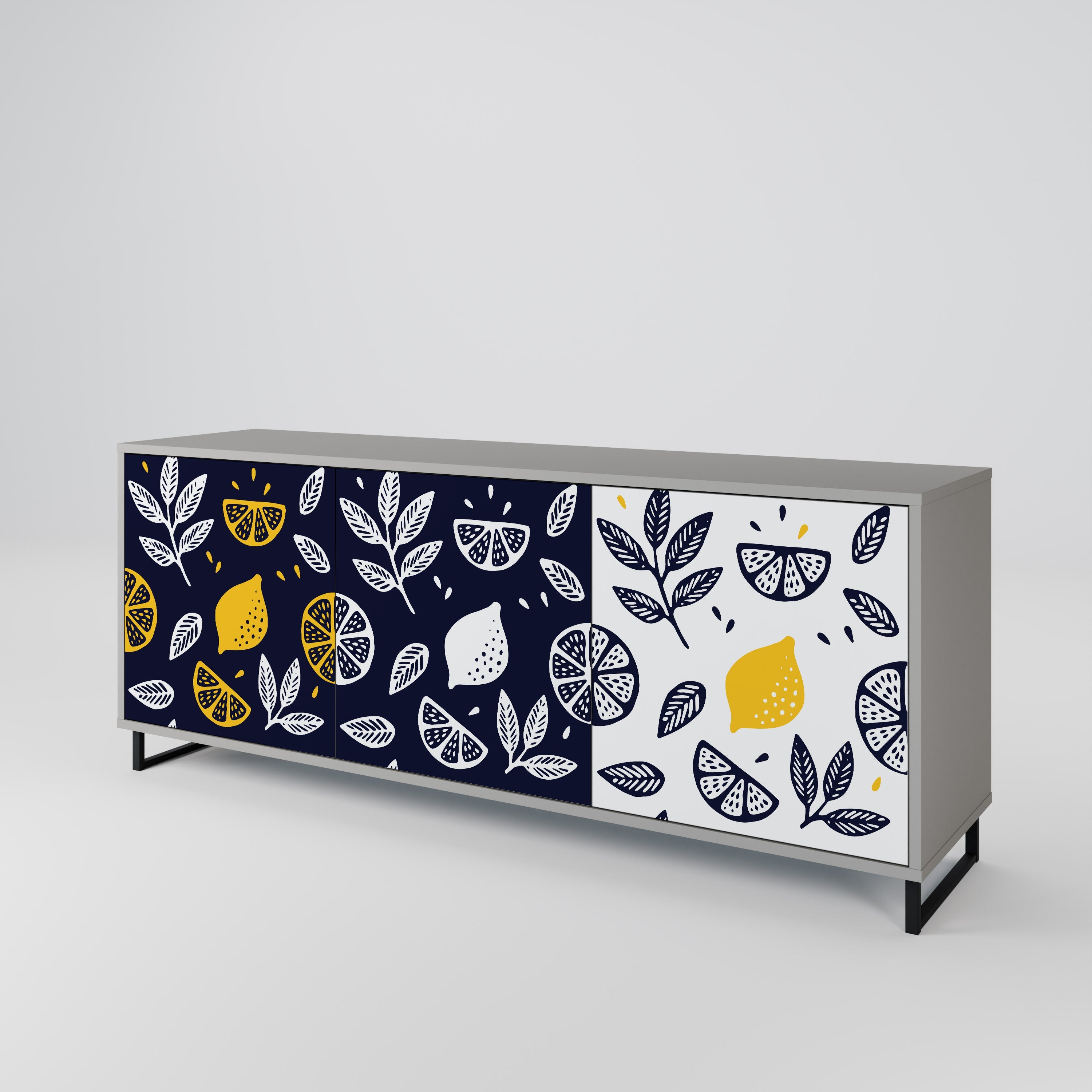 CITRUS BLACK AND WHITE 3-türiges Sideboard in grauem Finish