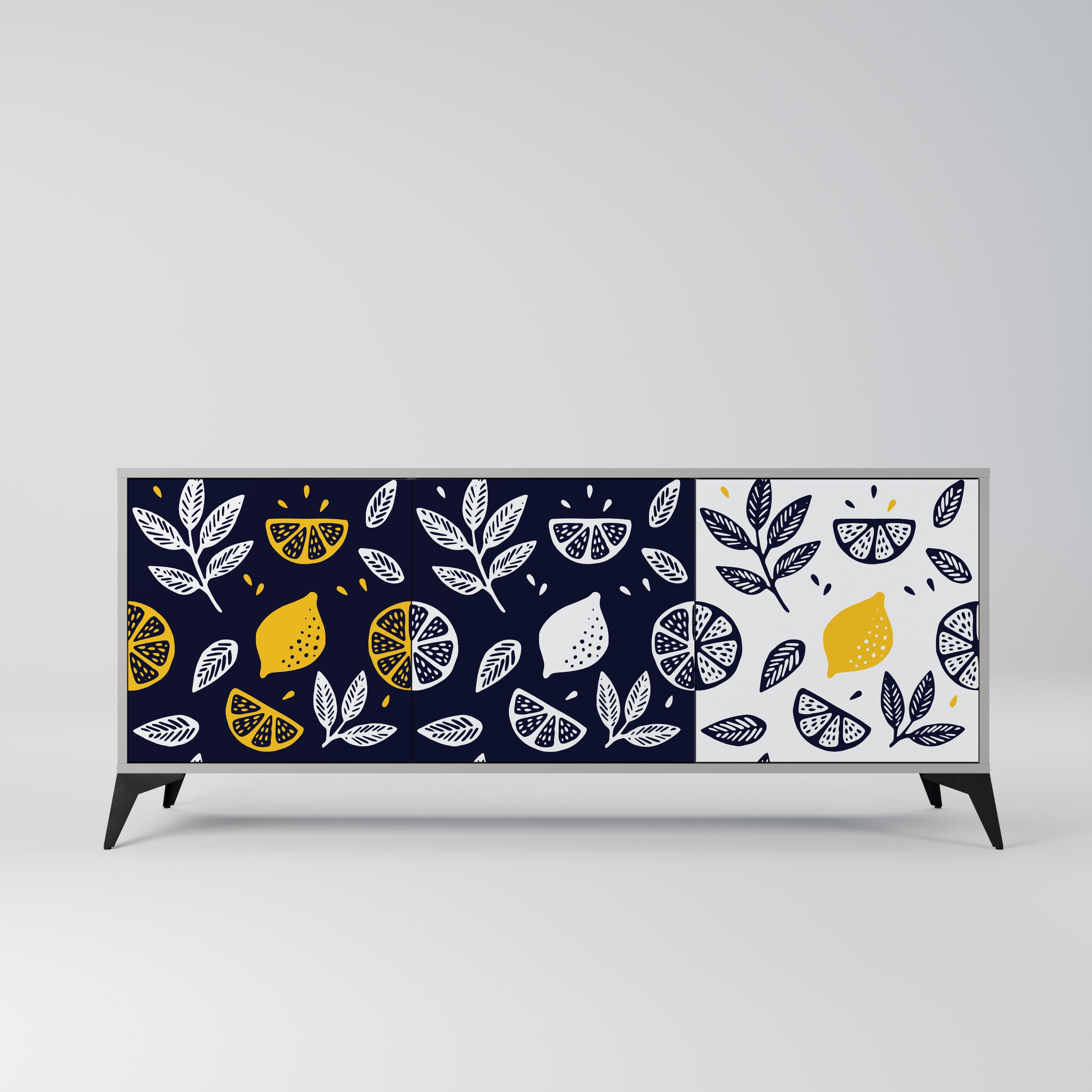 CITRUS BLACK AND WHITE 3-türiges Sideboard in grauem Finish