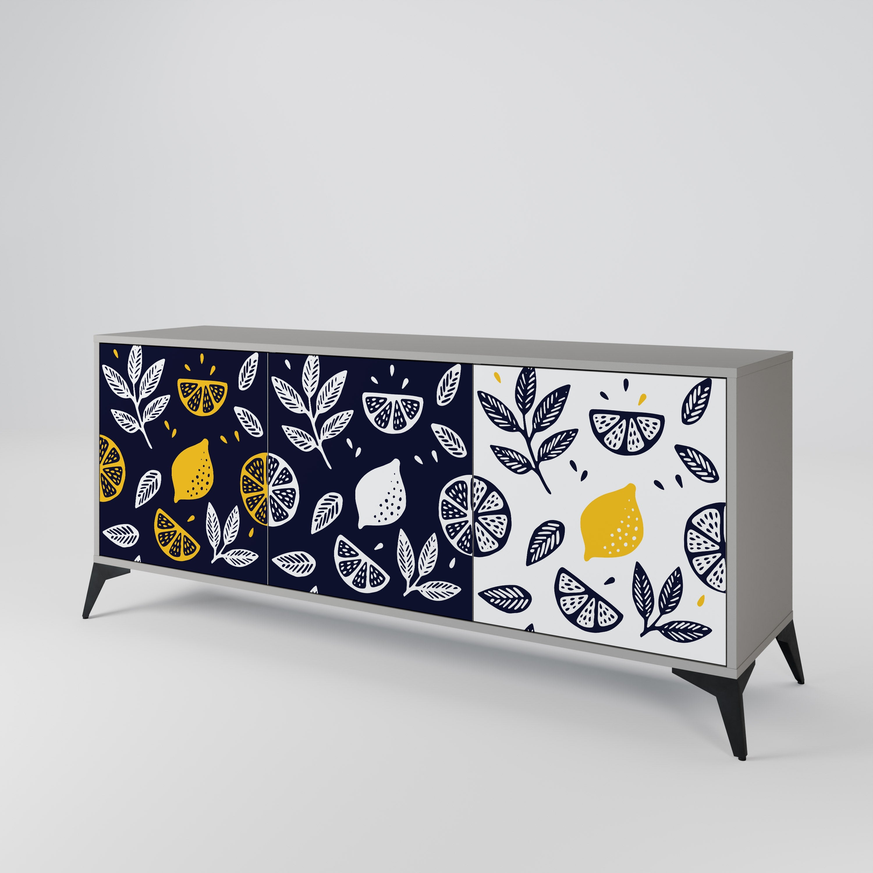CITRUS BLACK AND WHITE 3-türiges Sideboard in grauem Finish