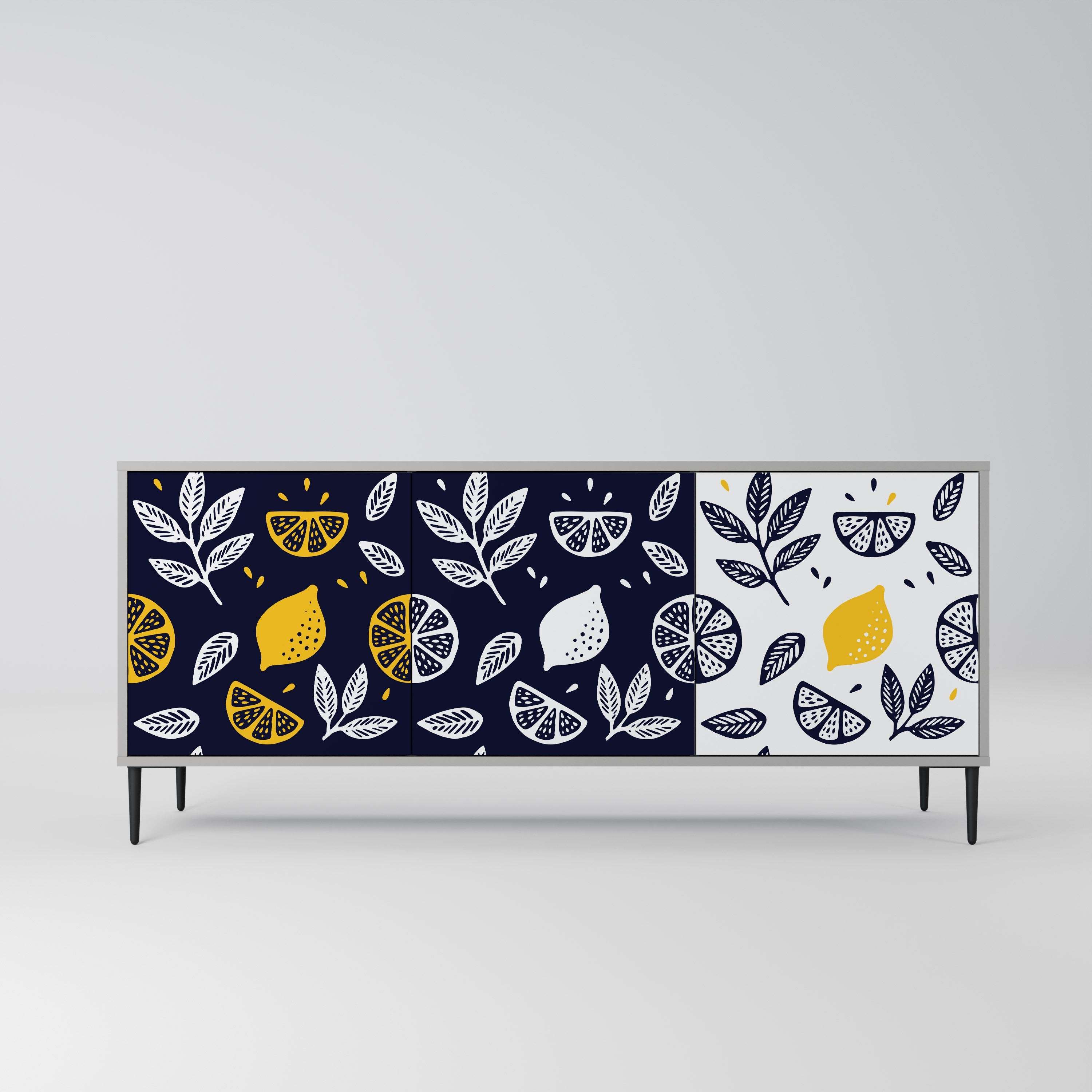 CITRUS BLACK AND WHITE 3-türiges Sideboard in grauem Finish