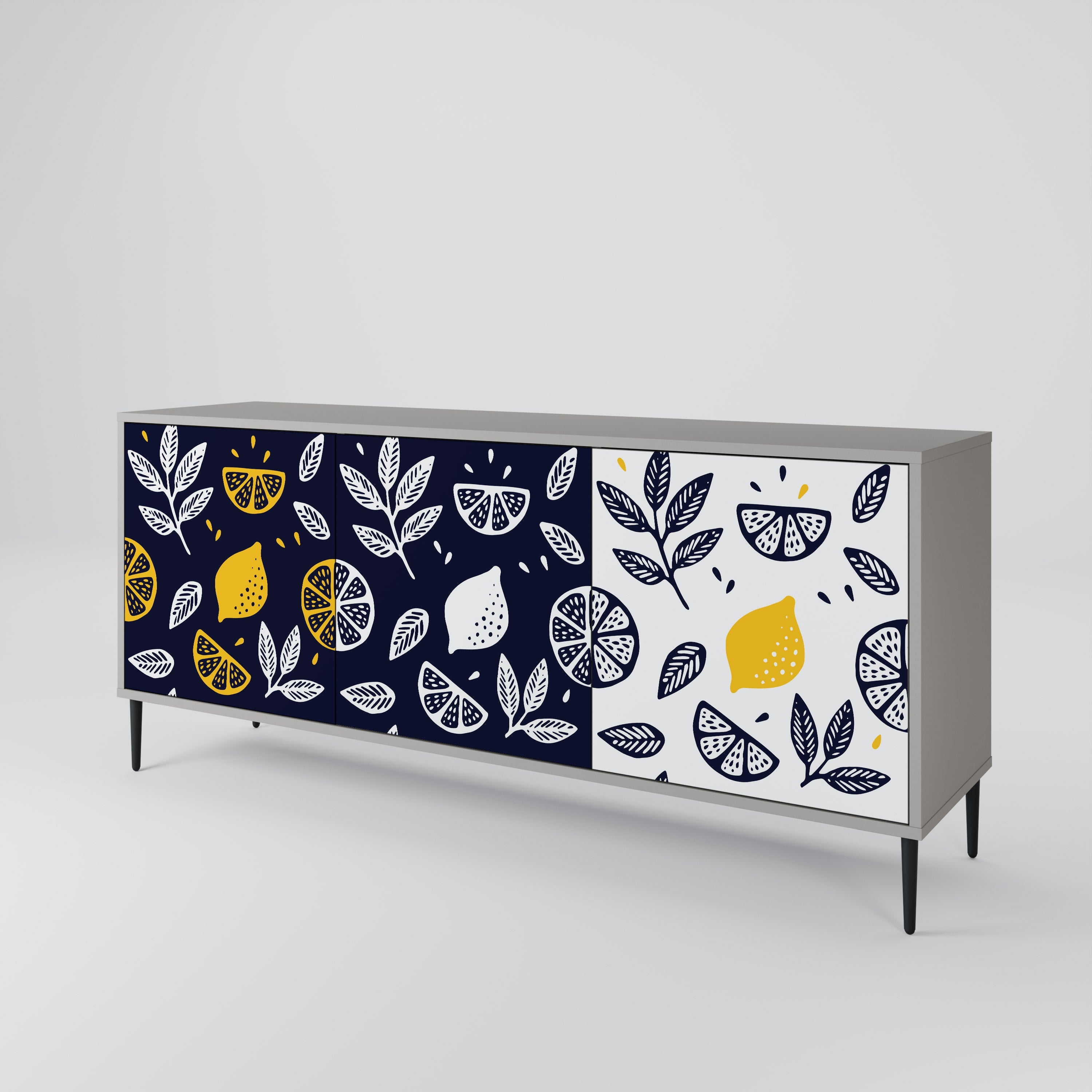 CITRUS BLACK AND WHITE 3-türiges Sideboard in grauem Finish
