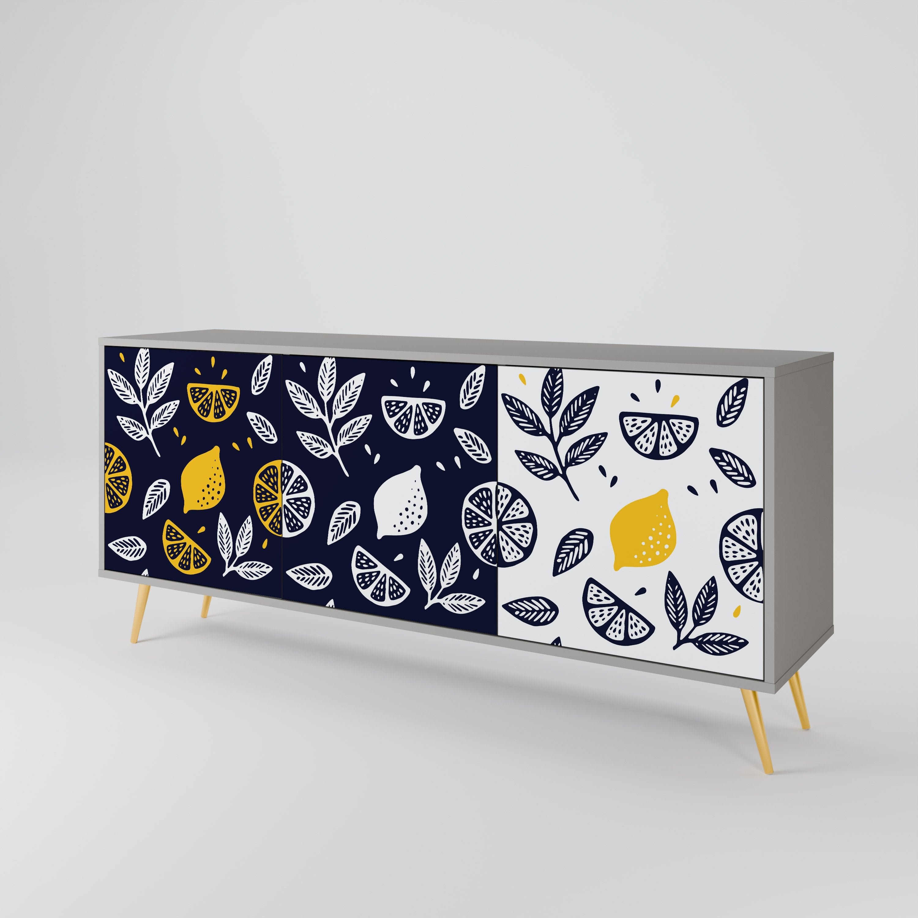 CITRUS BLACK AND WHITE 3-türiges Sideboard in grauem Finish