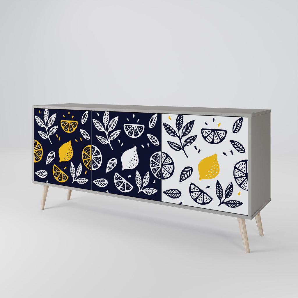 CITRUS BLACK AND WHITE 3-türiges Sideboard in grauem Finish