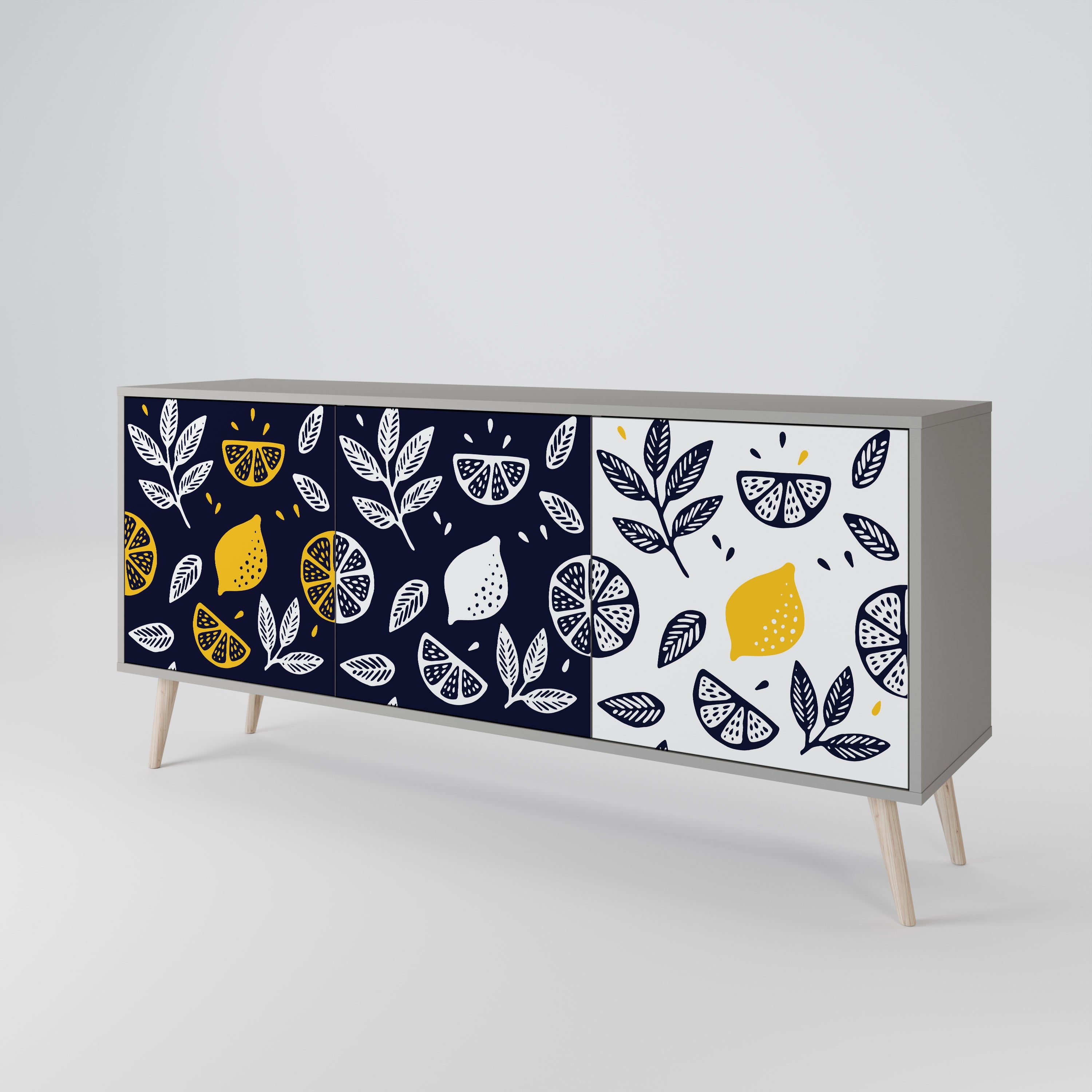 CITRUS BLACK AND WHITE 3-türiges Sideboard in grauem Finish