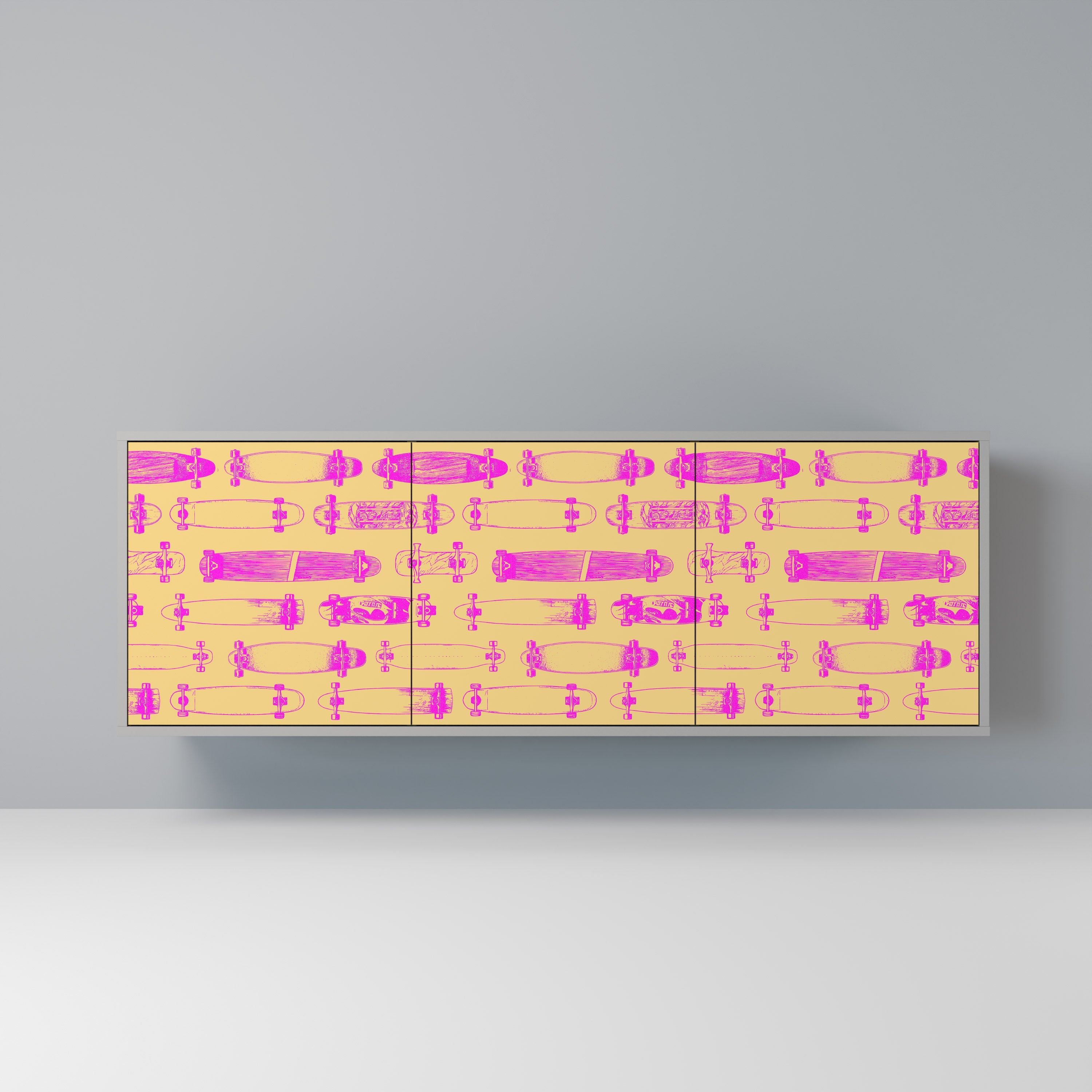 SKATEBOARD ARTISTRY 3-türiges Sideboard in grauem Finish