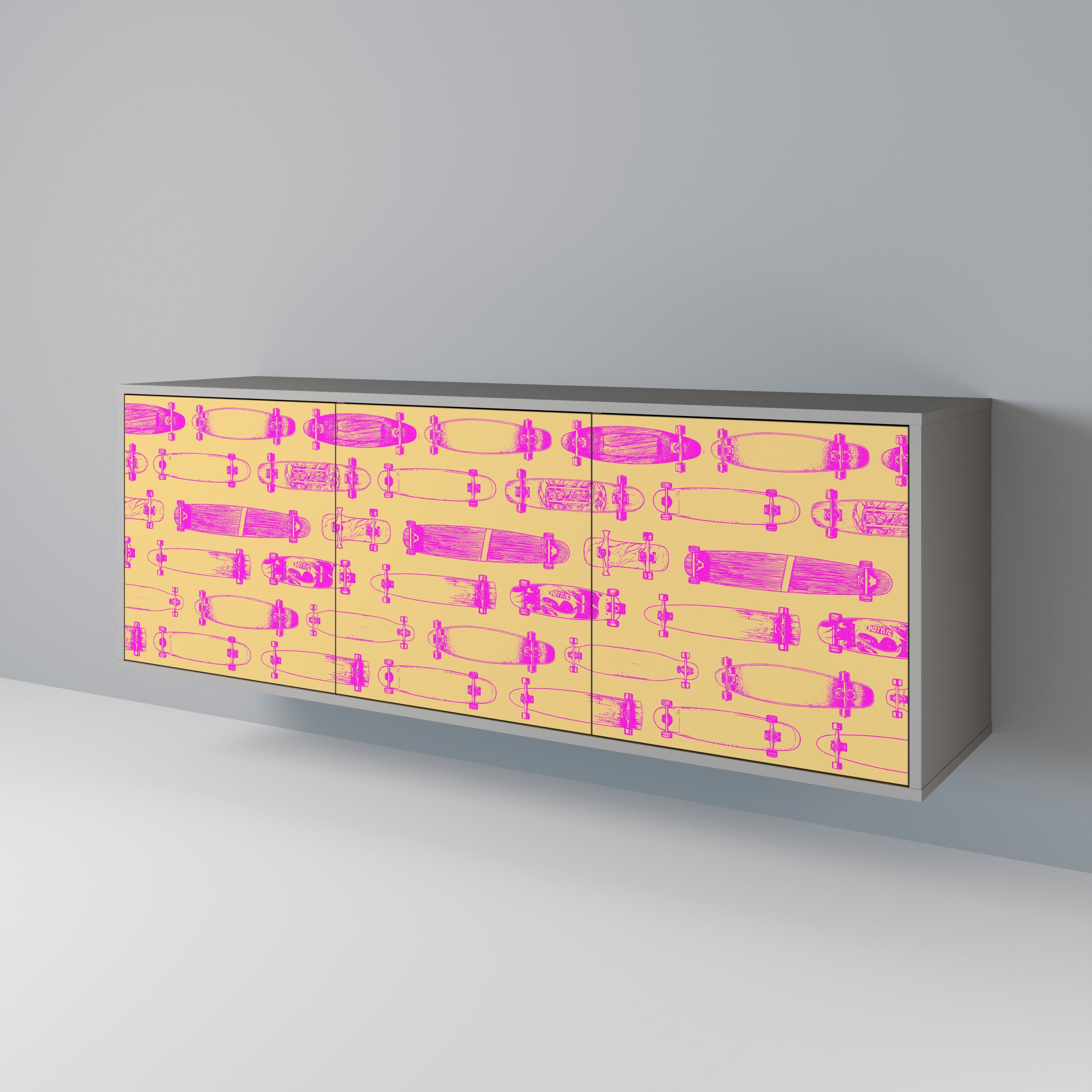 SKATEBOARD ARTISTRY 3-türiges Sideboard in grauem Finish