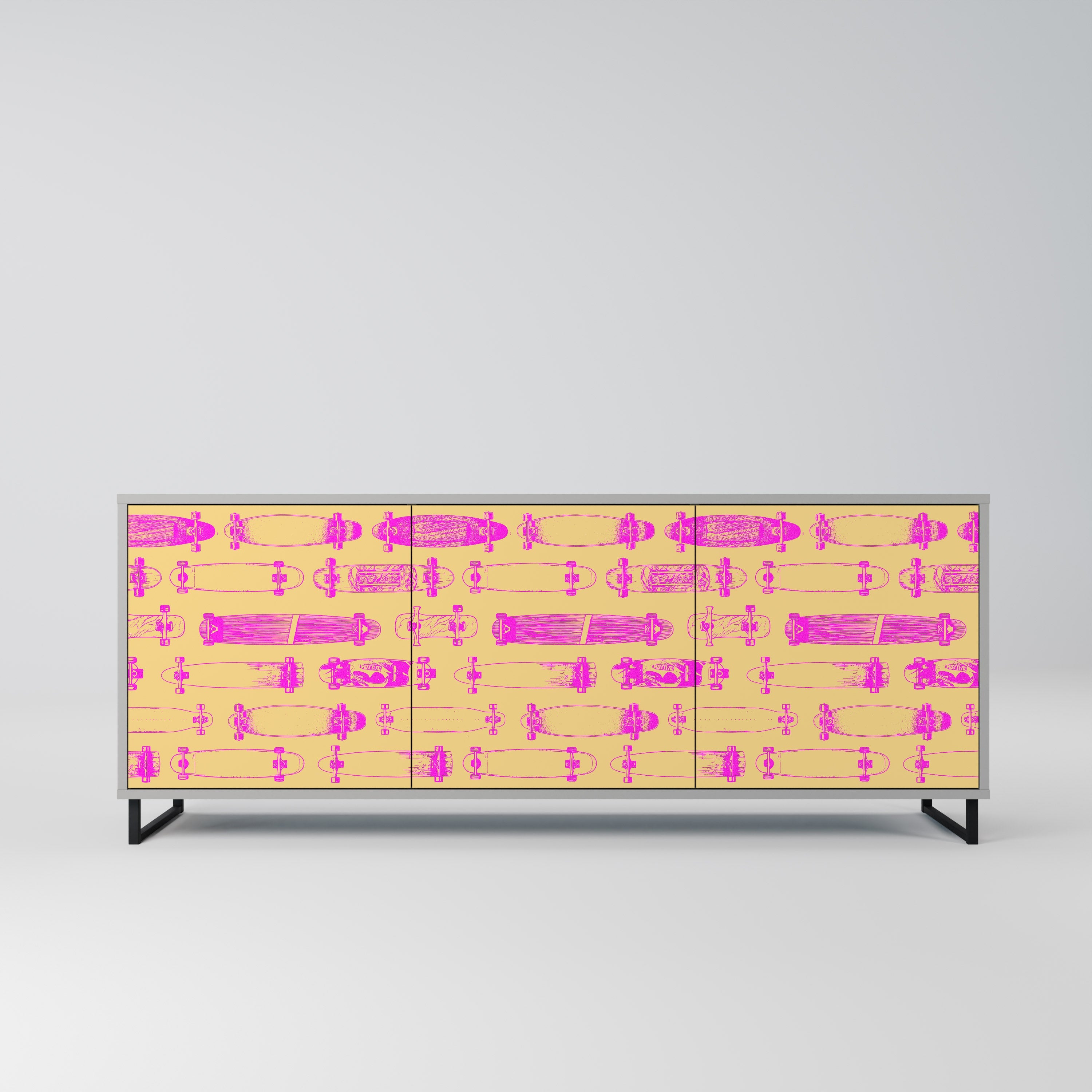 SKATEBOARD ARTISTRY 3-türiges Sideboard in grauem Finish