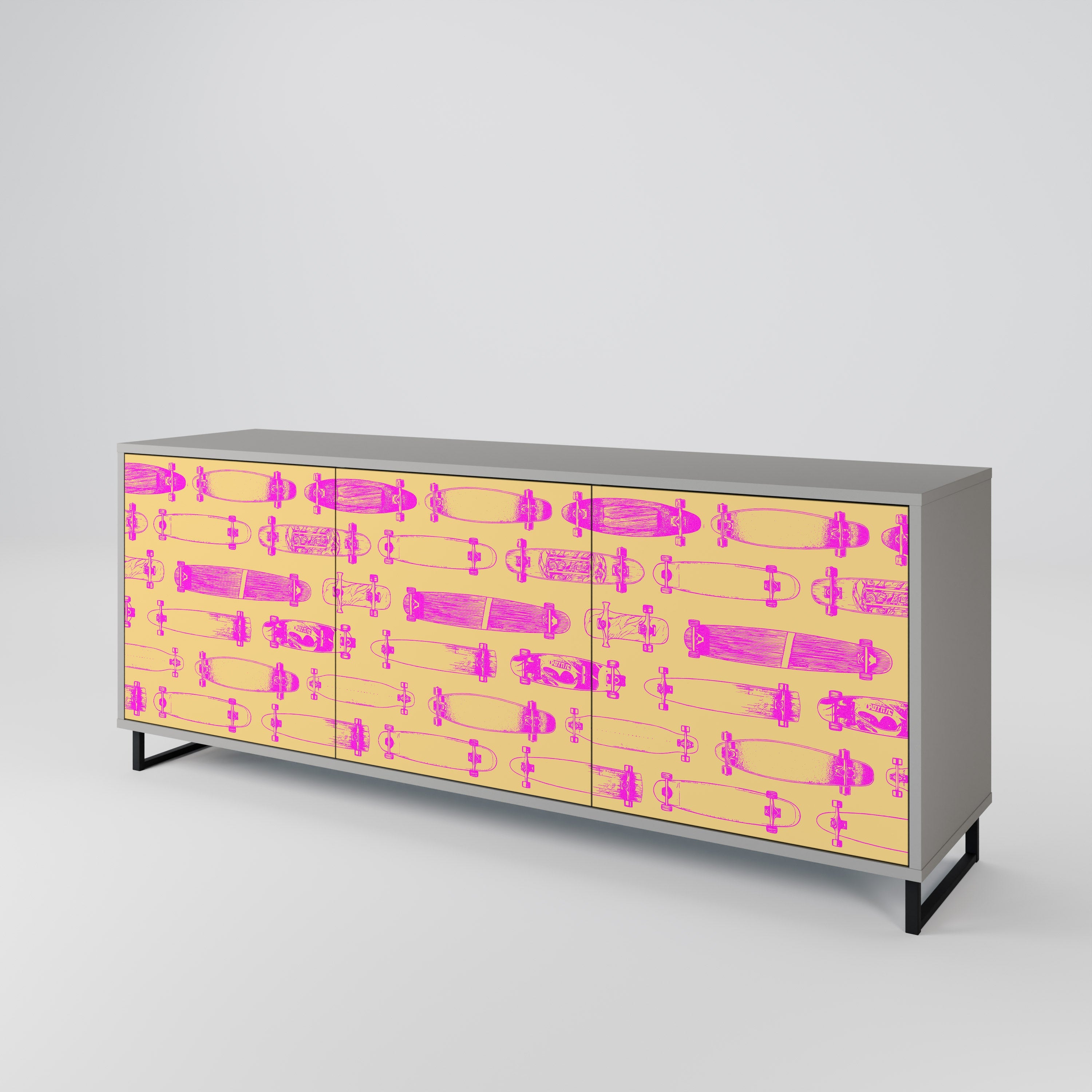 SKATEBOARD ARTISTRY 3-türiges Sideboard in grauem Finish