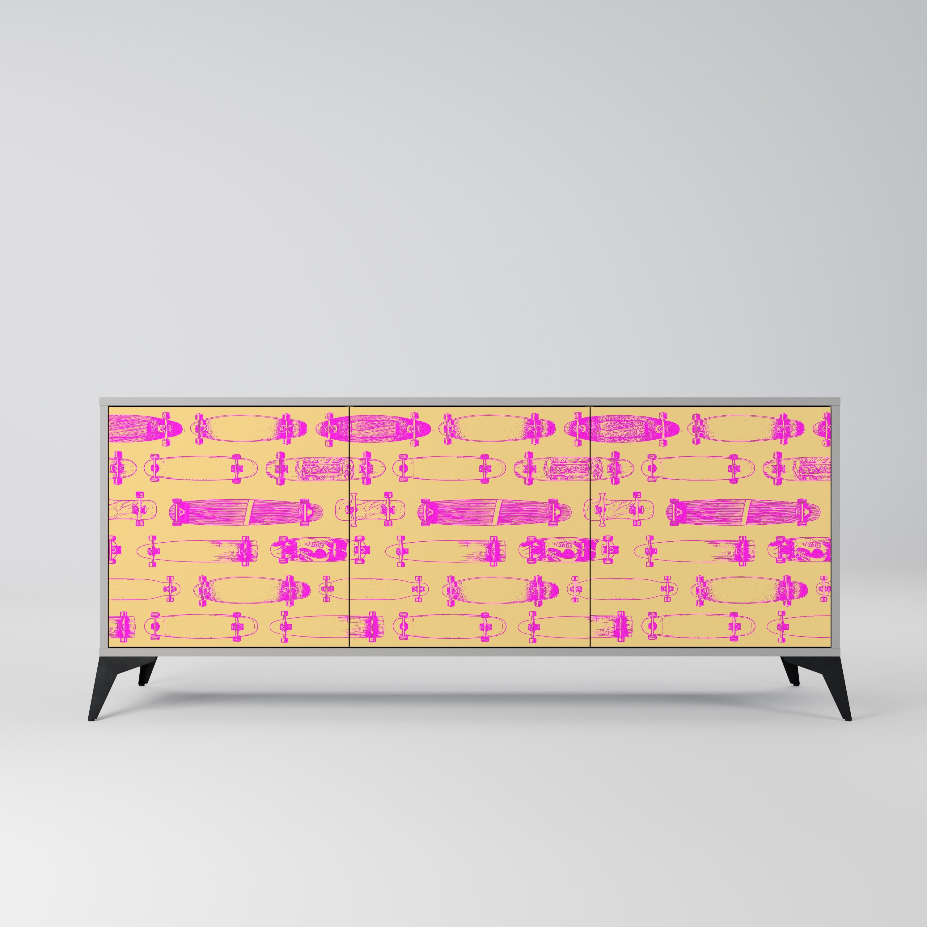 SKATEBOARD ARTISTRY 3-türiges Sideboard in grauem Finish
