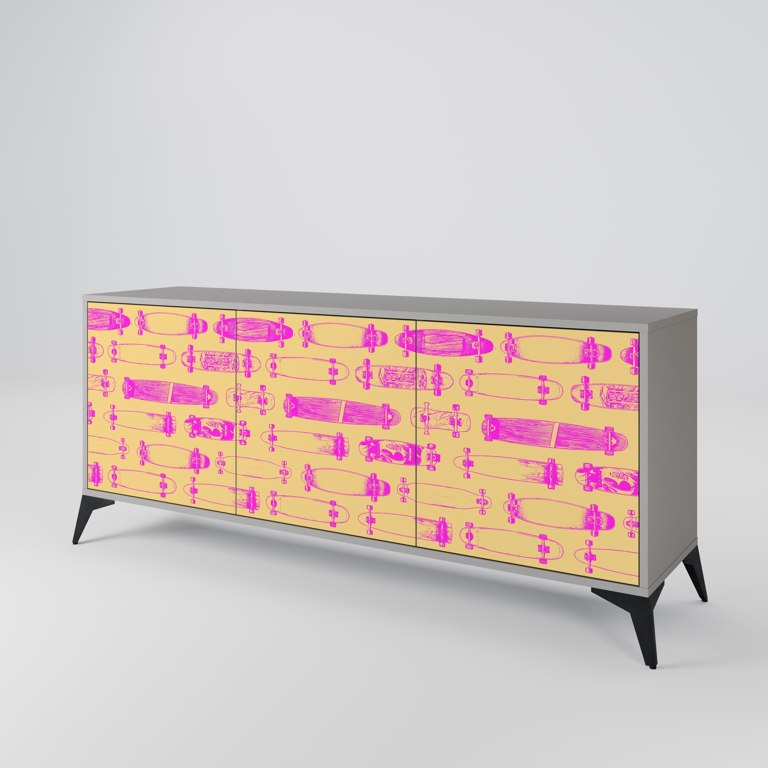 SKATEBOARD ARTISTRY 3-türiges Sideboard in grauem Finish