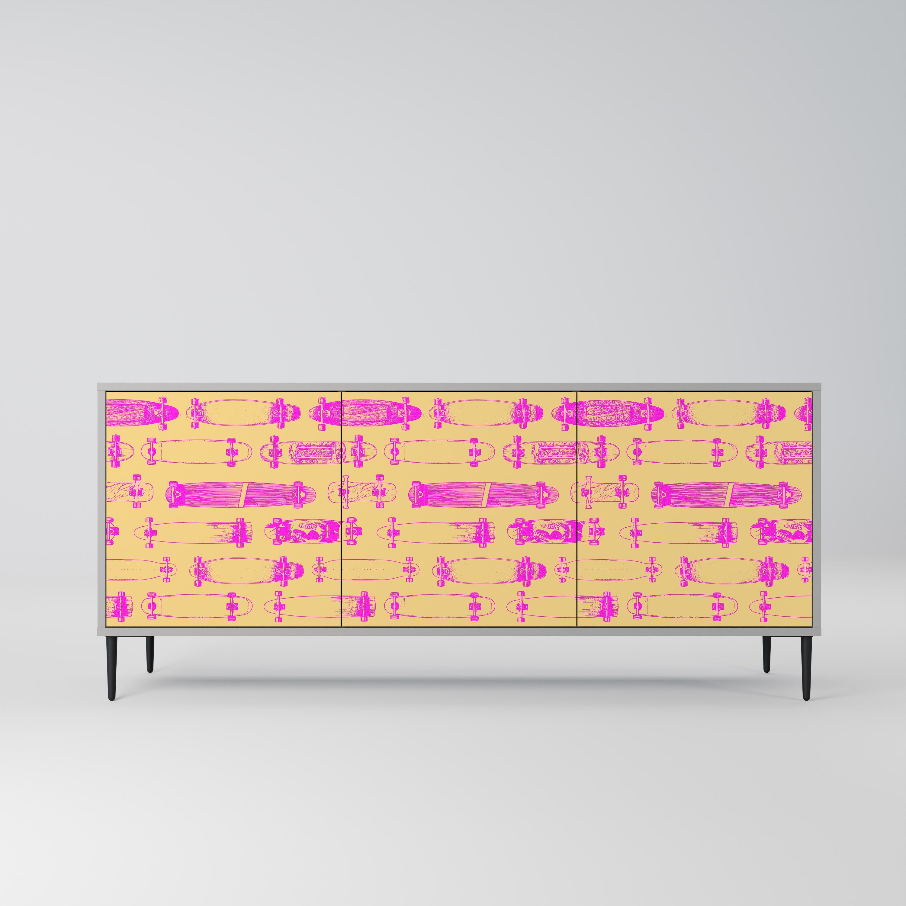 SKATEBOARD ARTISTRY 3-türiges Sideboard in grauem Finish