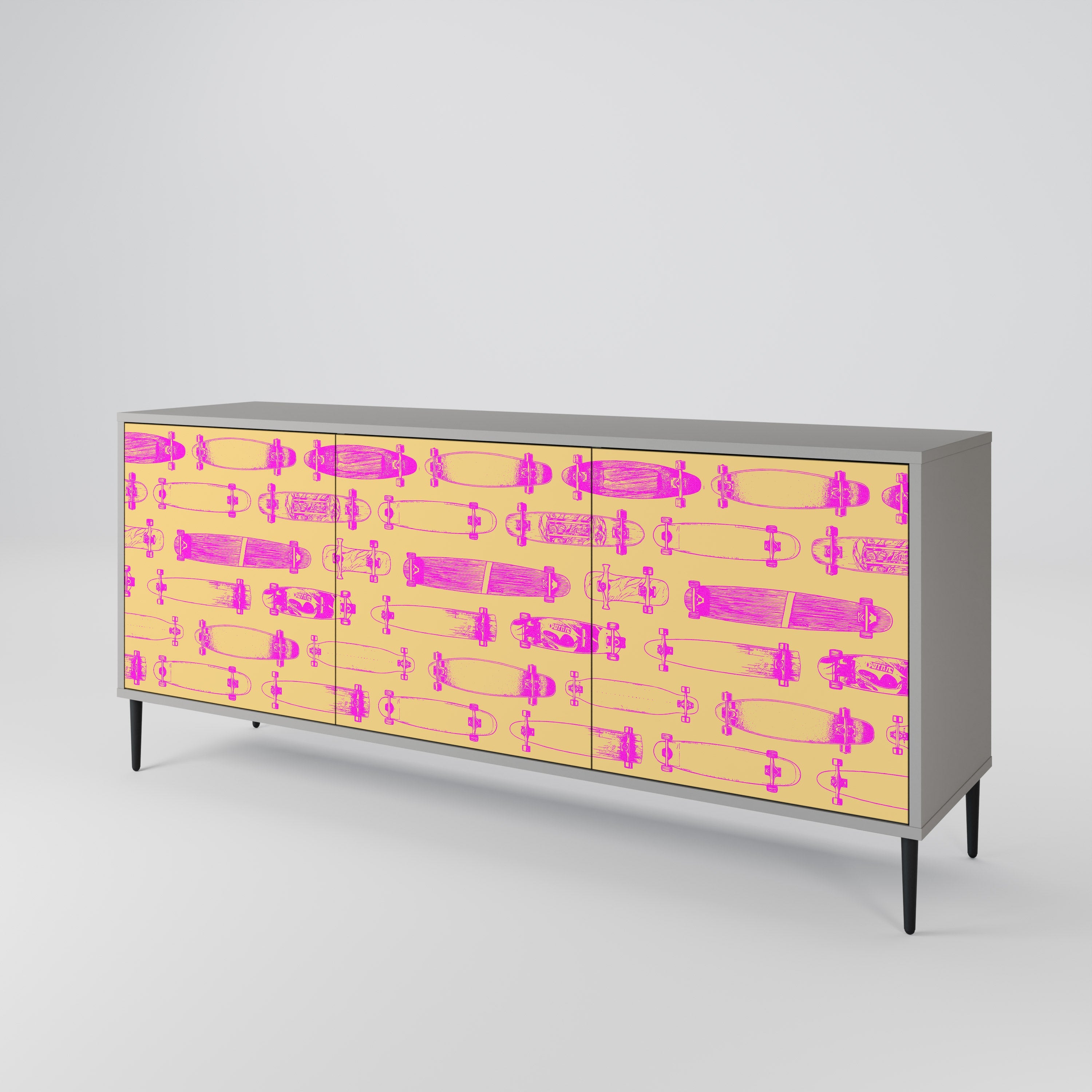 SKATEBOARD ARTISTRY 3-türiges Sideboard in grauem Finish