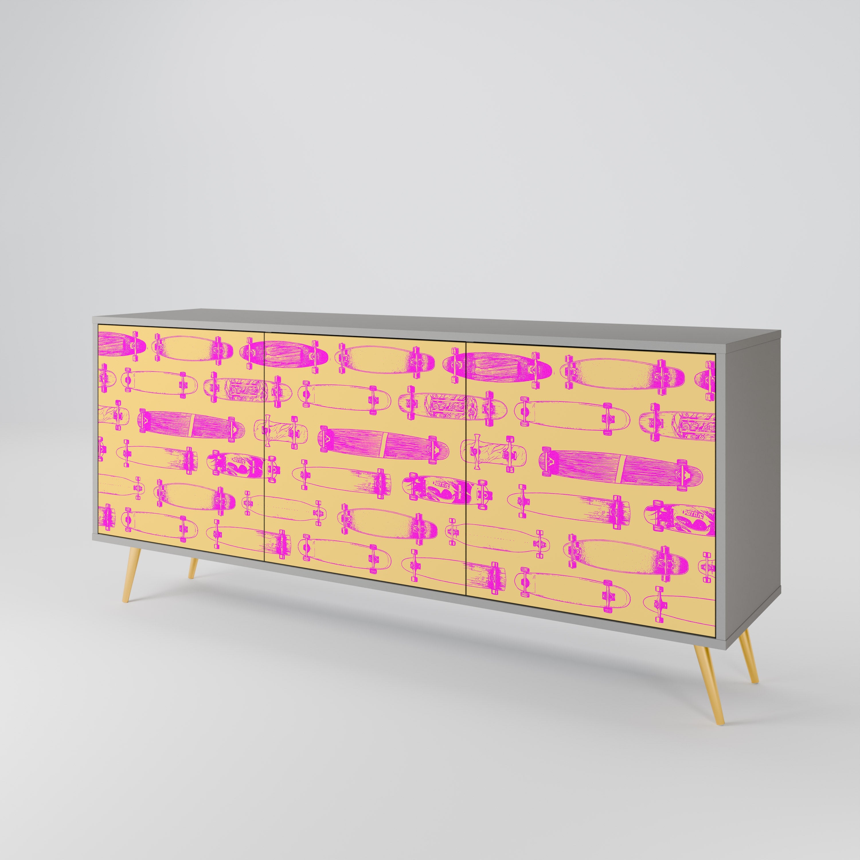SKATEBOARD ARTISTRY 3-türiges Sideboard in grauem Finish