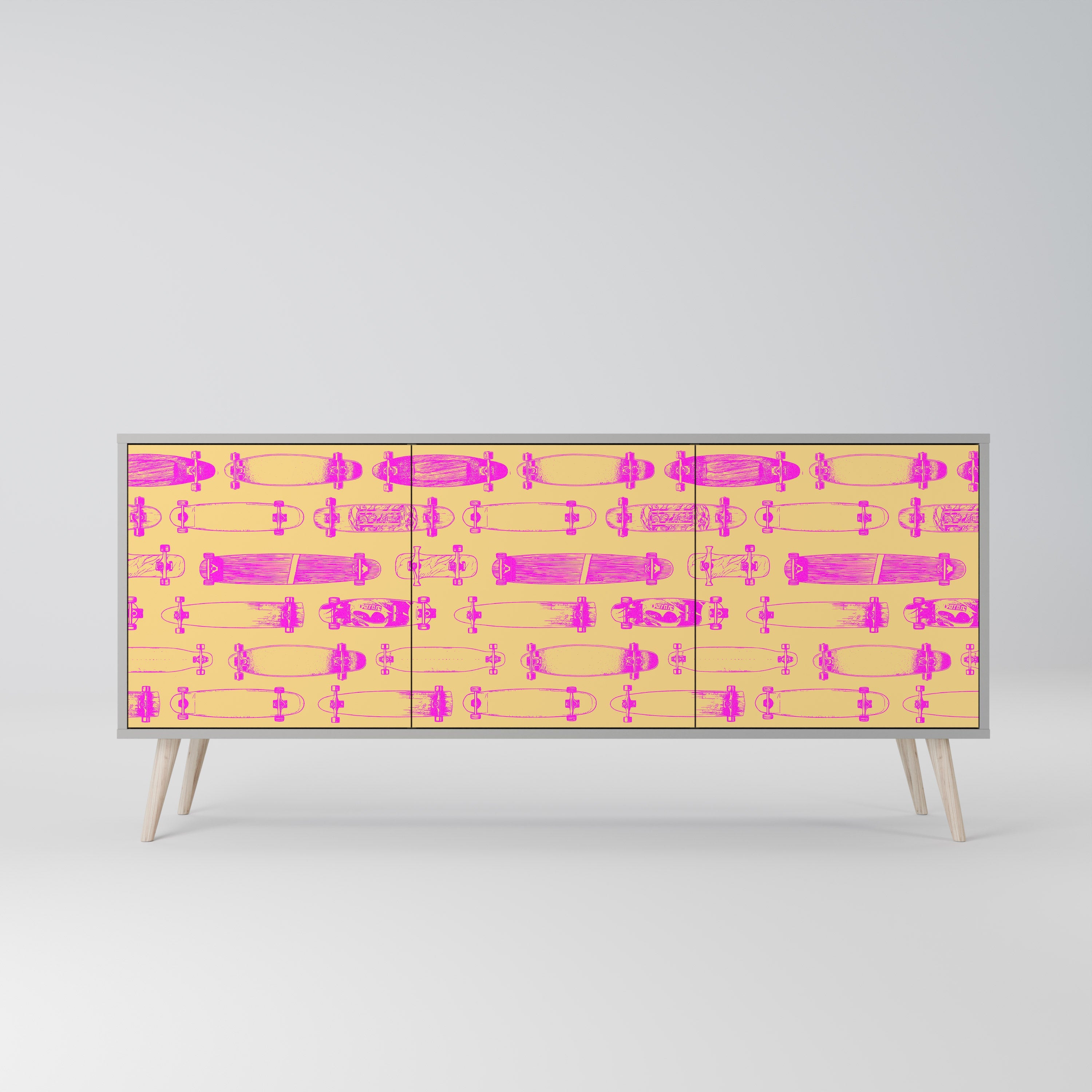 SKATEBOARD ARTISTRY 3-türiges Sideboard in grauem Finish