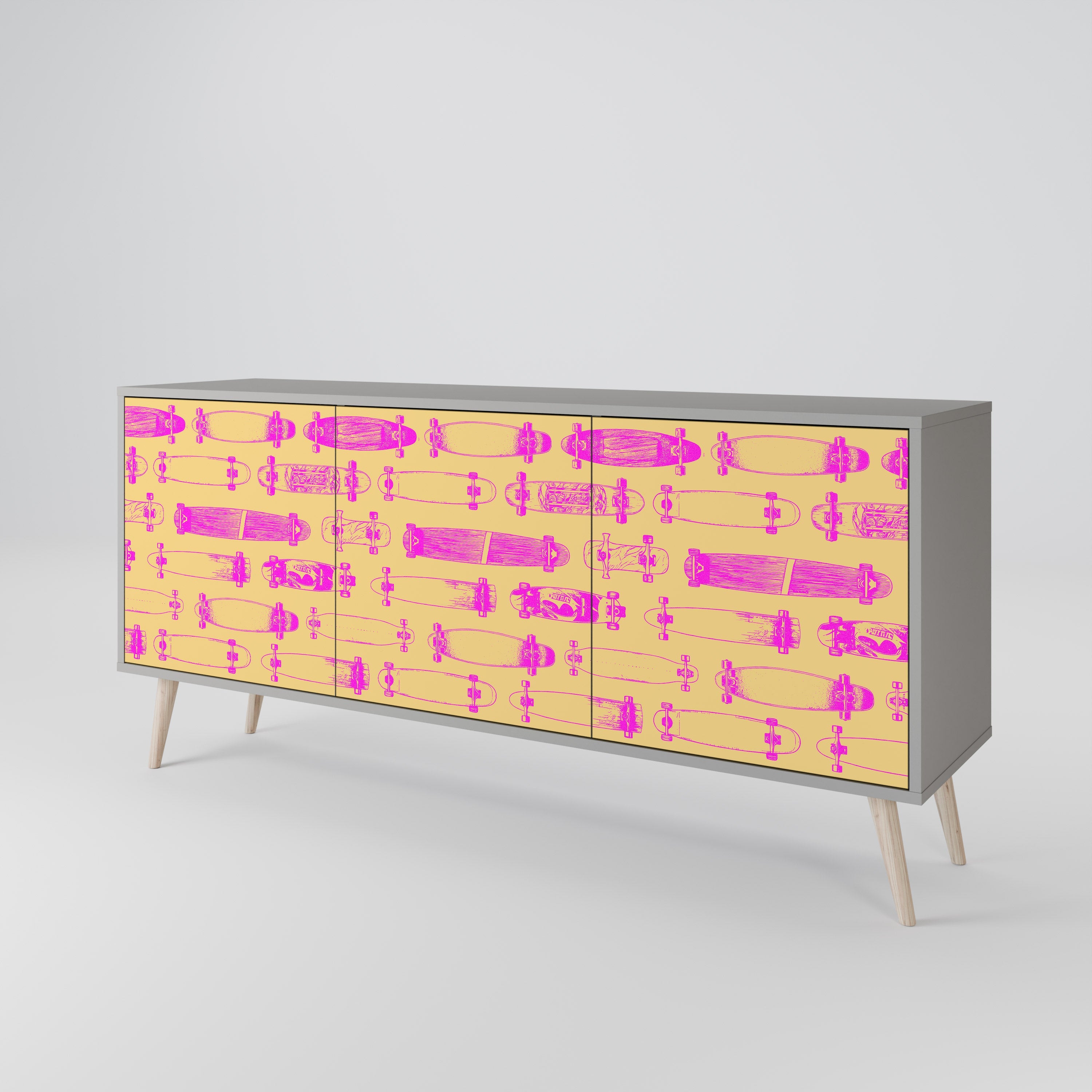 SKATEBOARD ARTISTRY 3-türiges Sideboard in grauem Finish