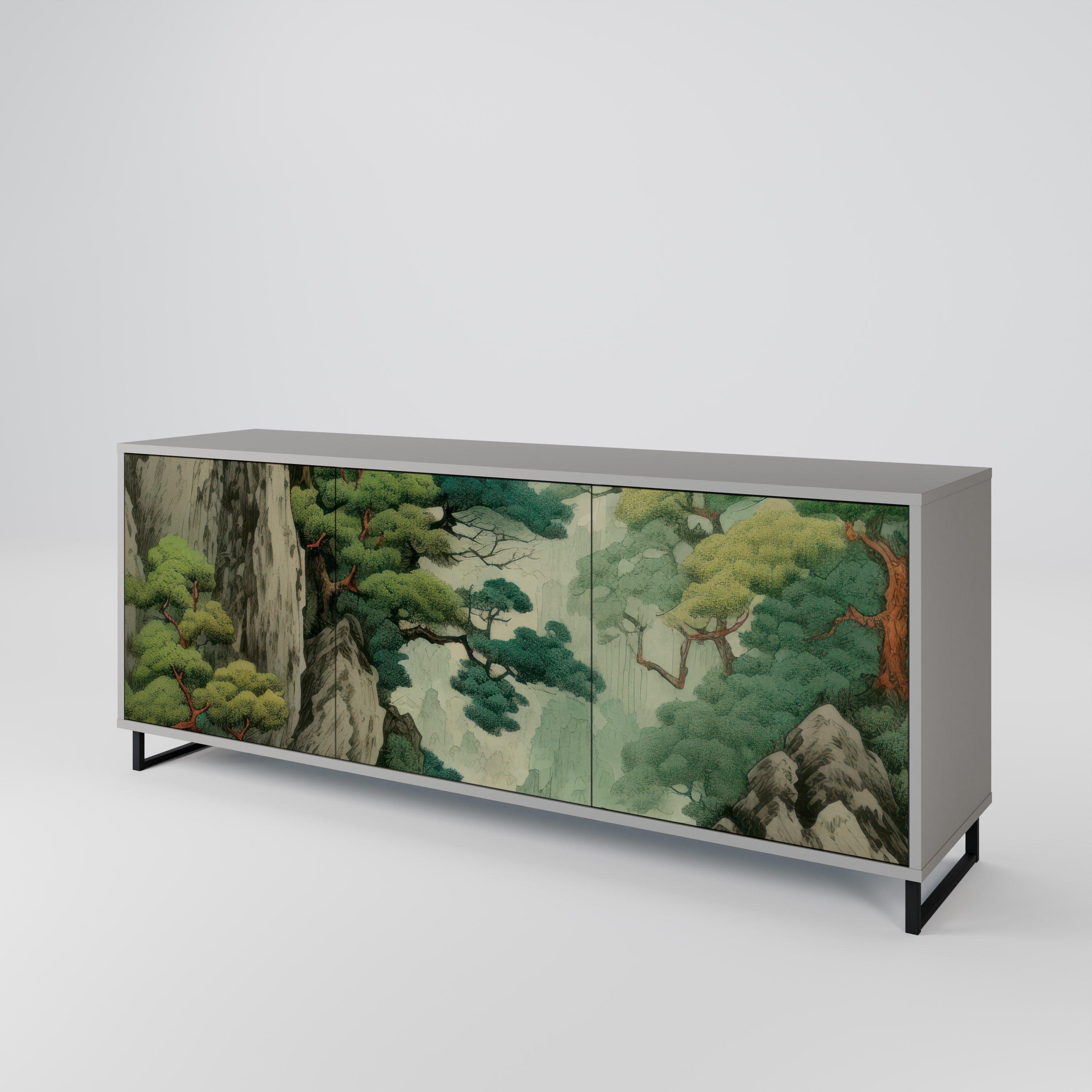 VERDURE ABYSS Sideboard mit 3 Türen in grauer Ausführung