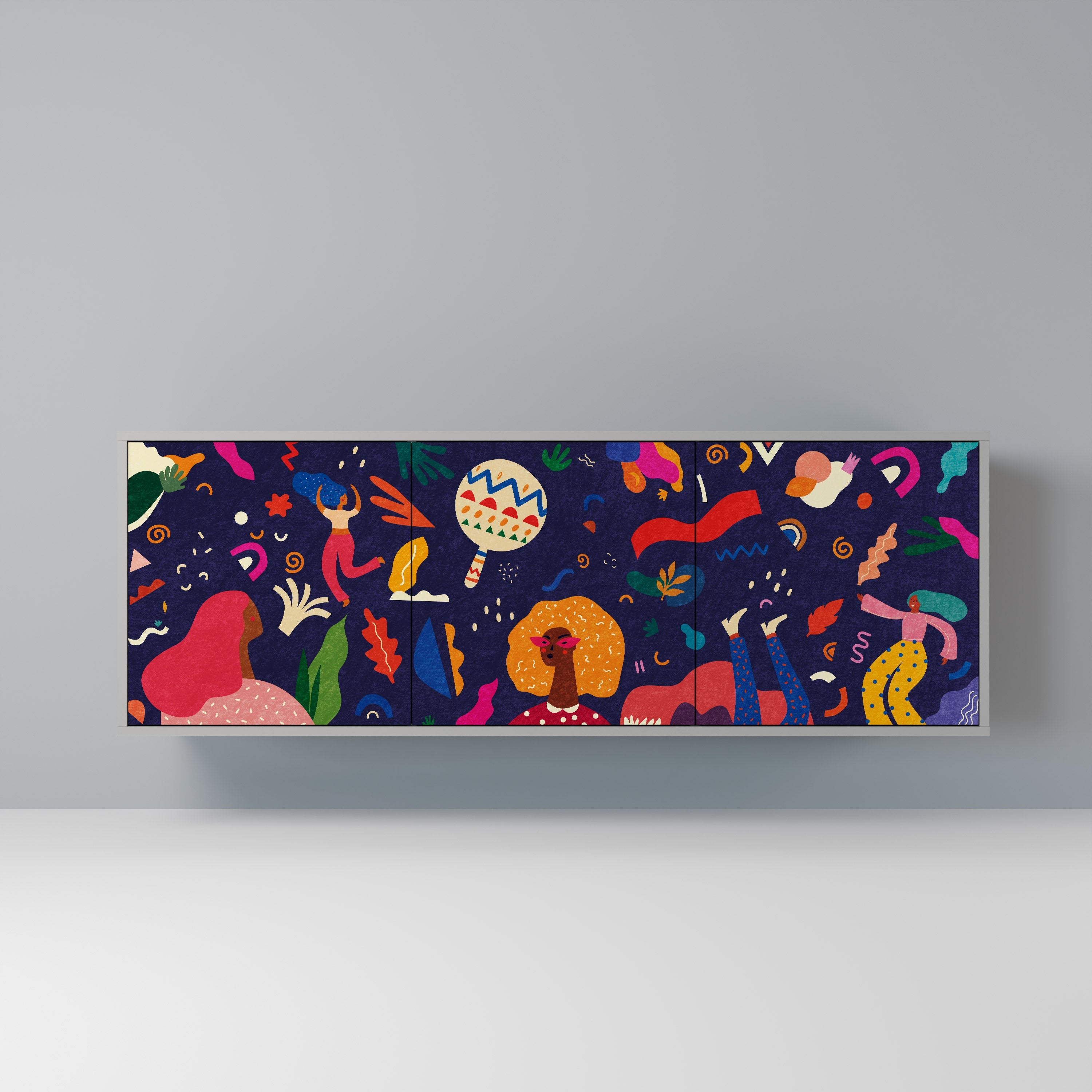 FESTIVE PLEASURES Sideboard mit 3 Türen in grauer Ausführung