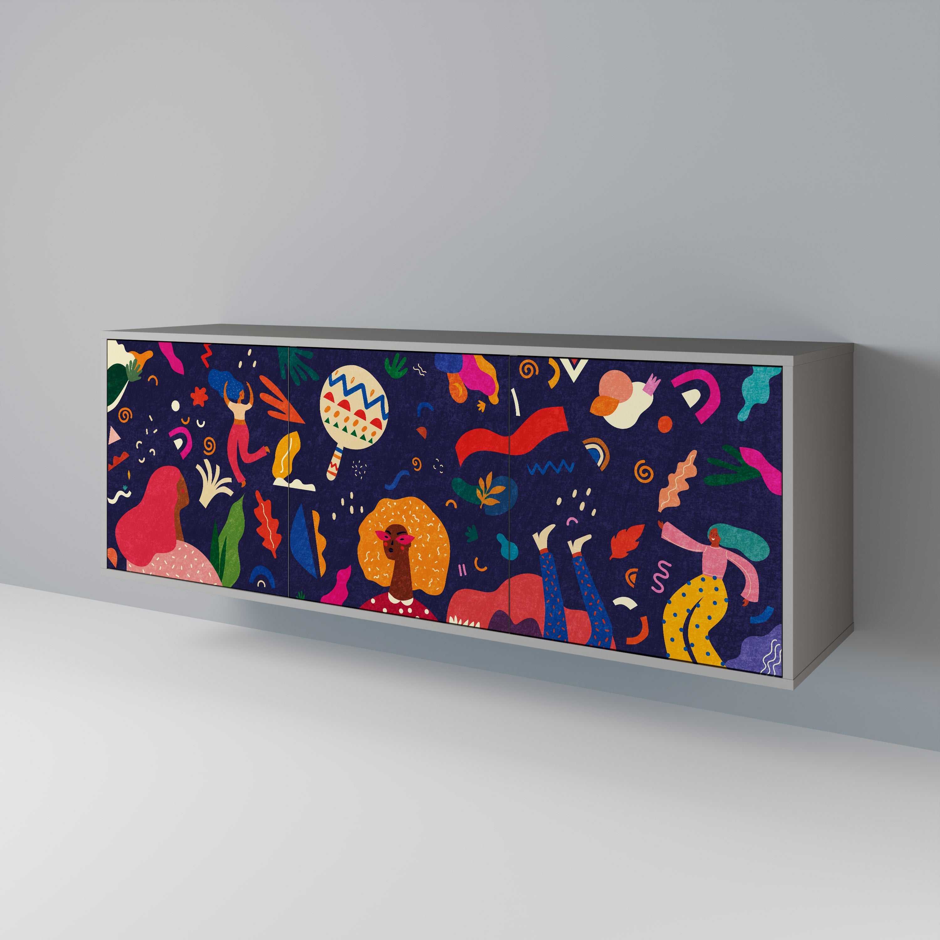 FESTIVE PLEASURES Sideboard mit 3 Türen in grauer Ausführung