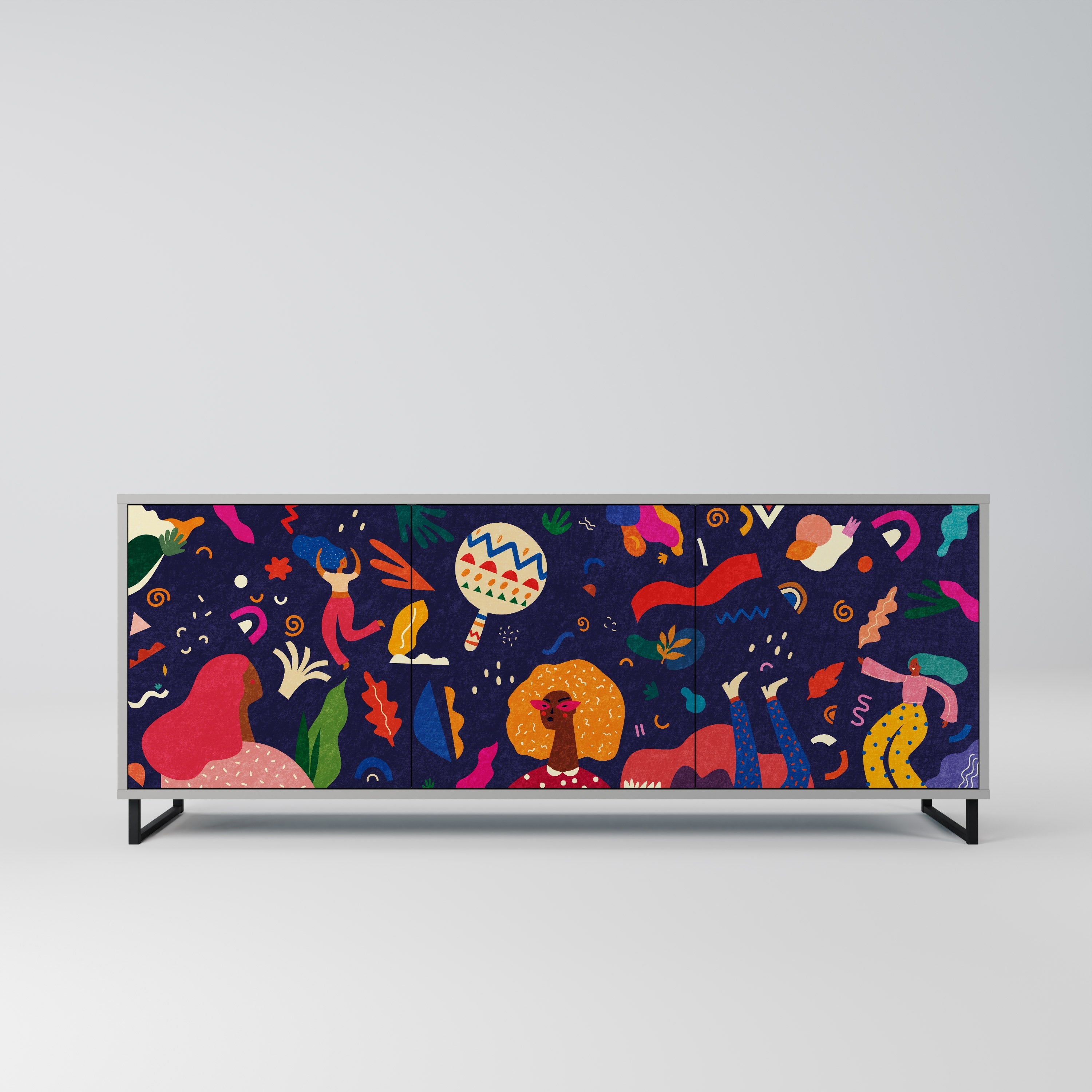 FESTIVE PLEASURES Sideboard mit 3 Türen in grauer Ausführung