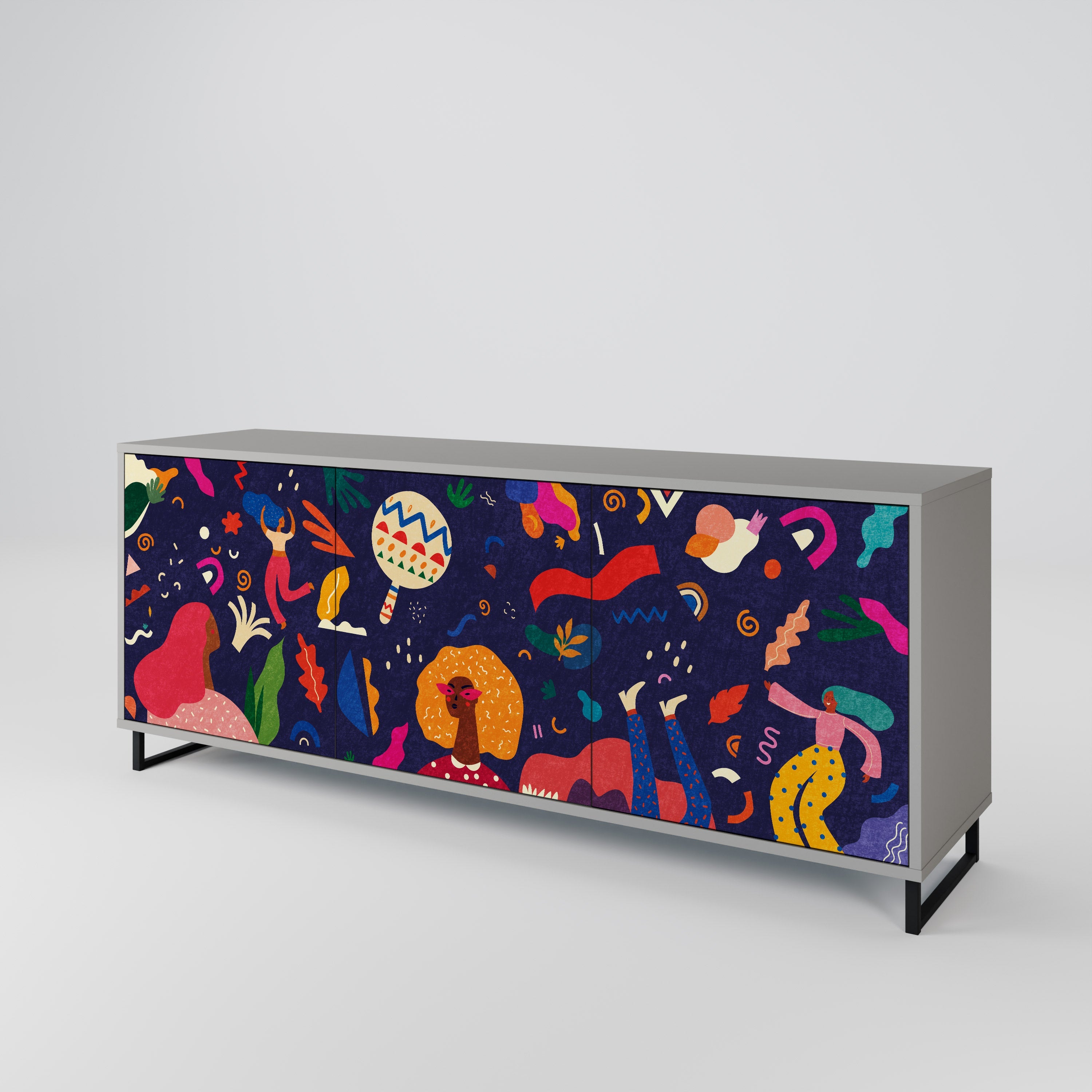 FESTIVE PLEASURES Sideboard mit 3 Türen in grauer Ausführung