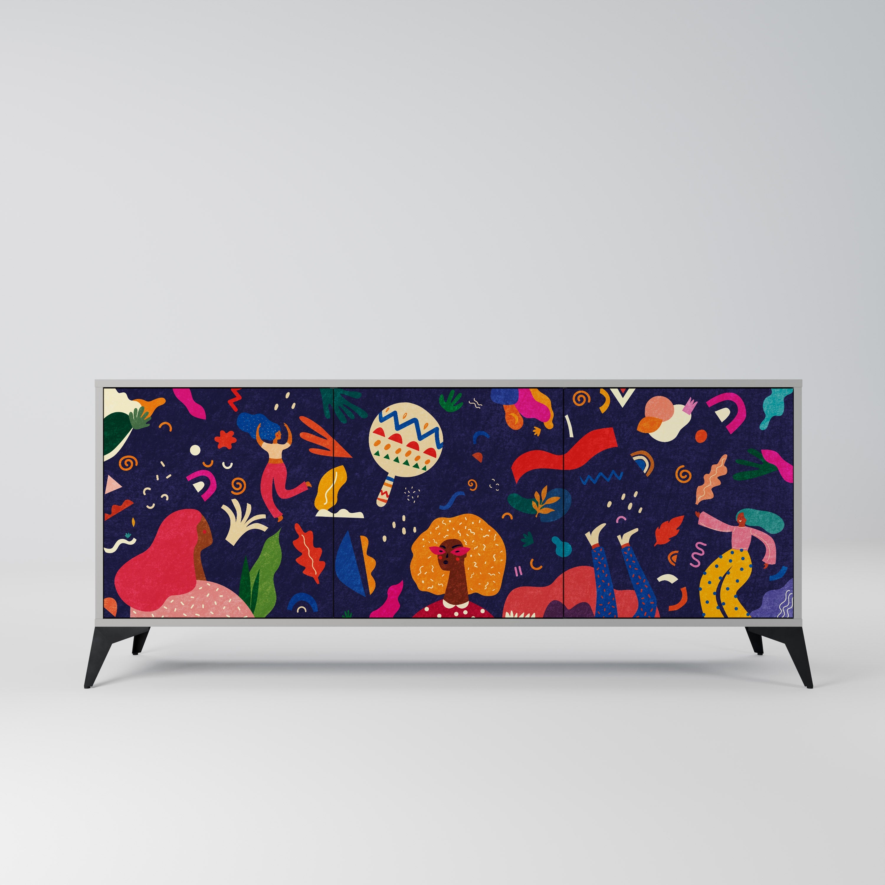 FESTIVE PLEASURES Sideboard mit 3 Türen in grauer Ausführung