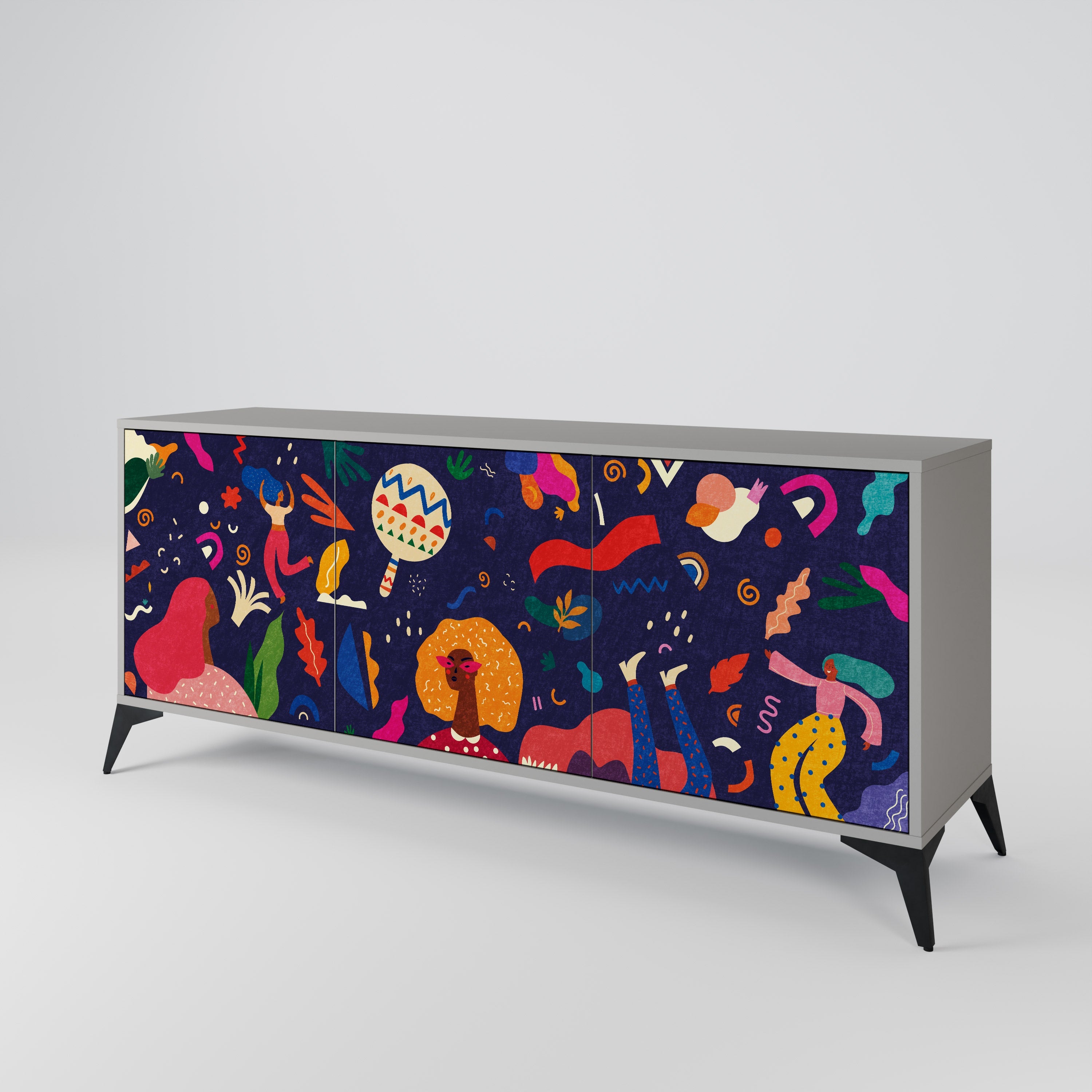 FESTIVE PLEASURES Sideboard mit 3 Türen in grauer Ausführung