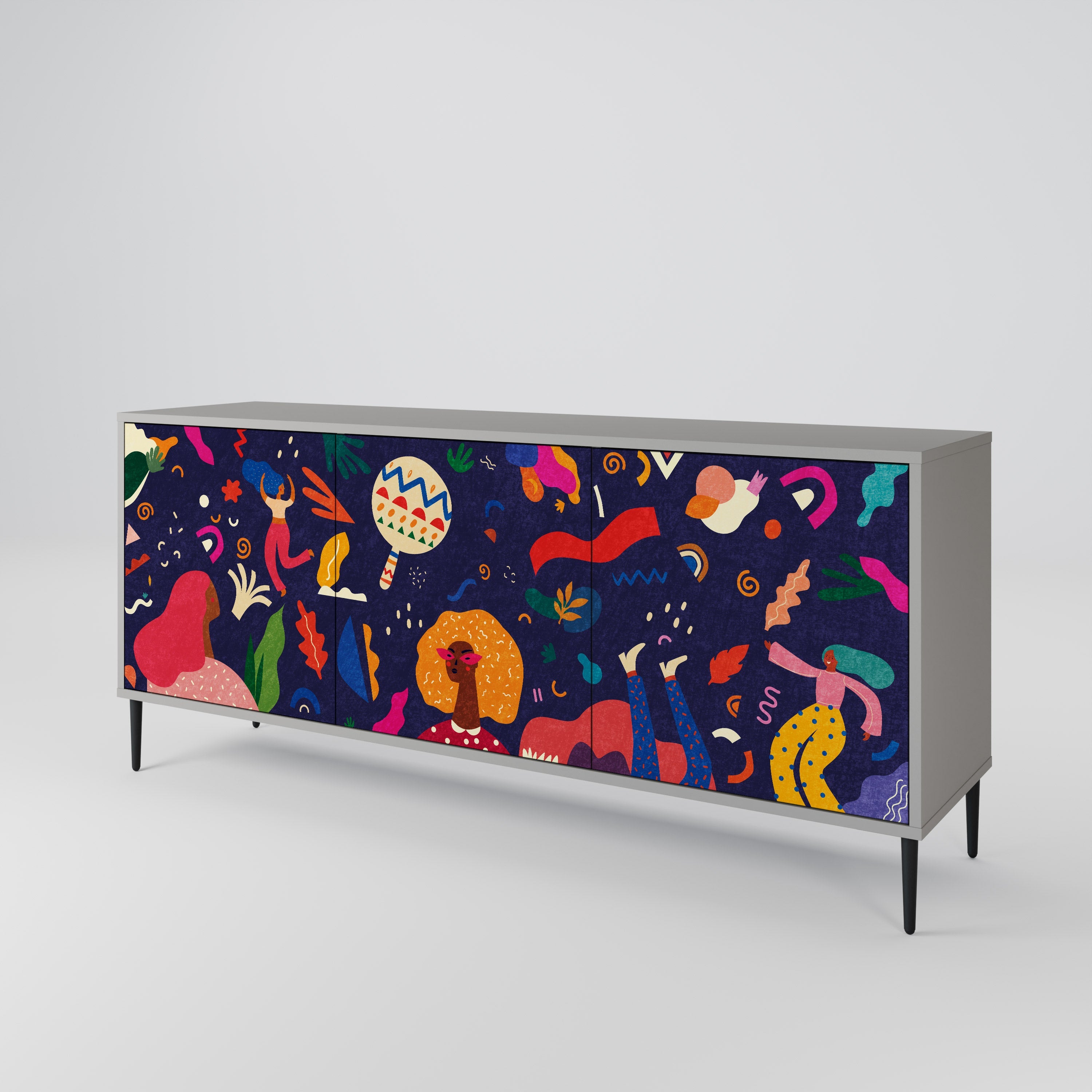 FESTIVE PLEASURES Sideboard mit 3 Türen in grauer Ausführung