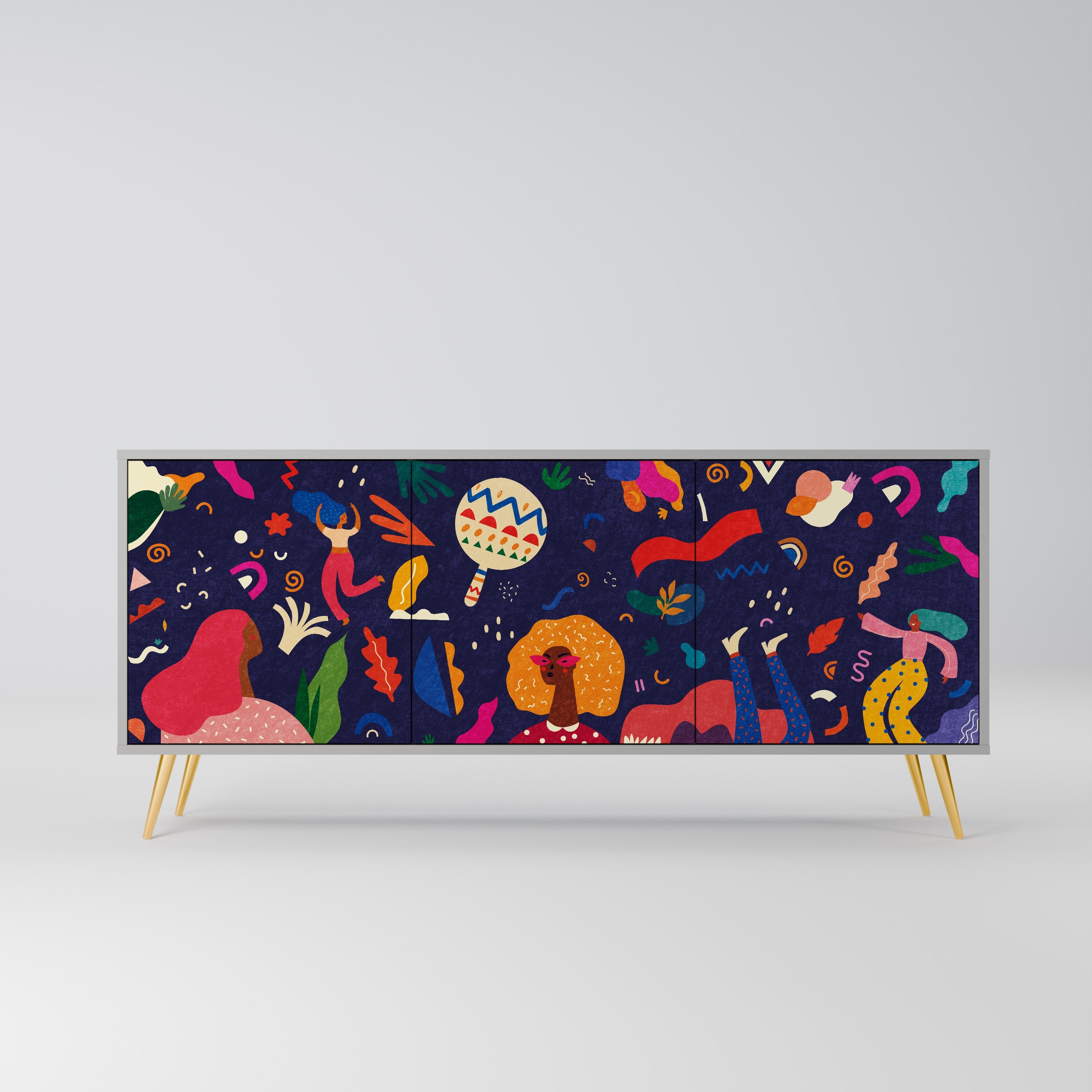 FESTIVE PLEASURES Sideboard mit 3 Türen in grauer Ausführung