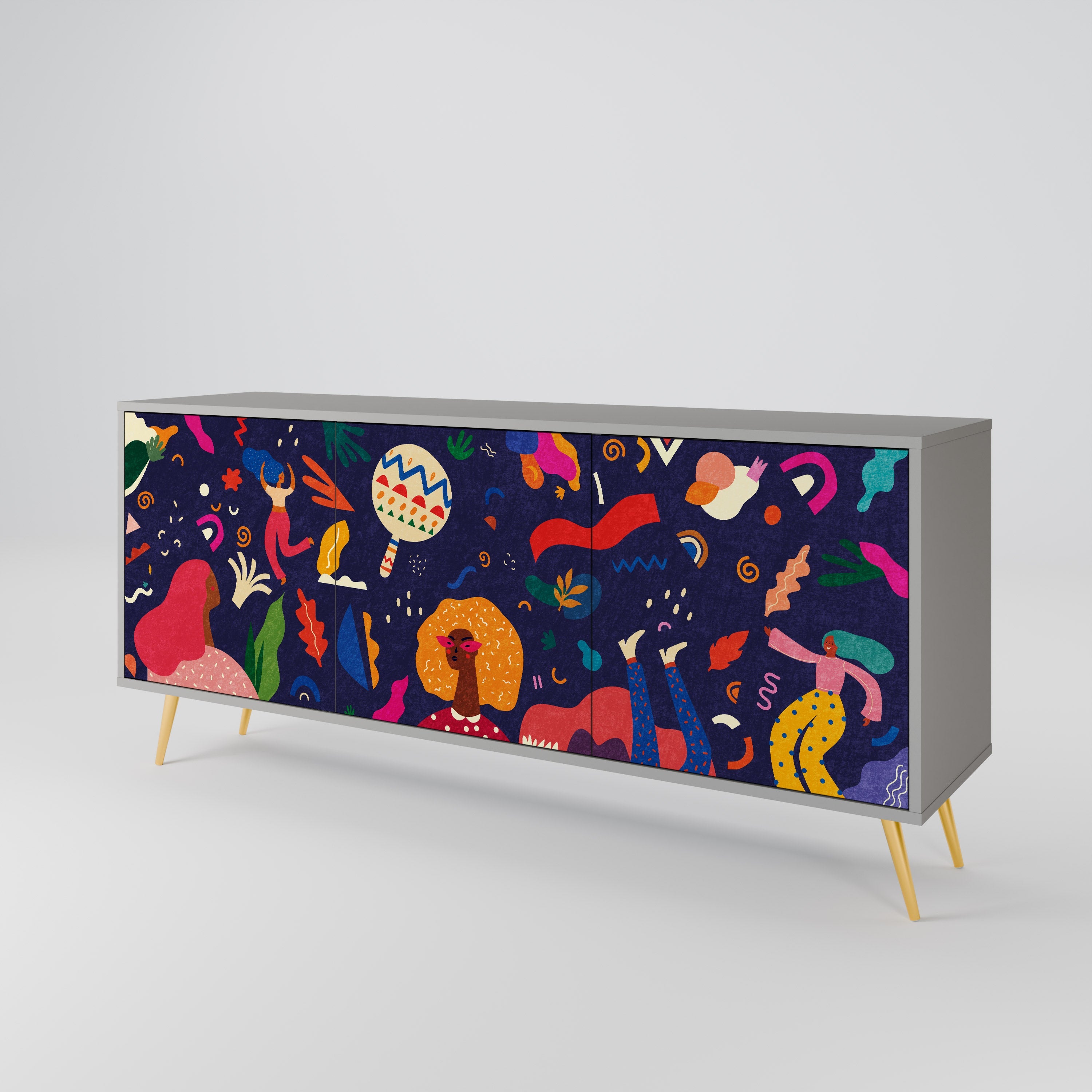 FESTIVE PLEASURES Sideboard mit 3 Türen in grauer Ausführung