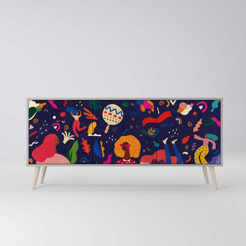 FESTIVE PLEASURES Sideboard mit 3 Türen in grauer Ausführung
