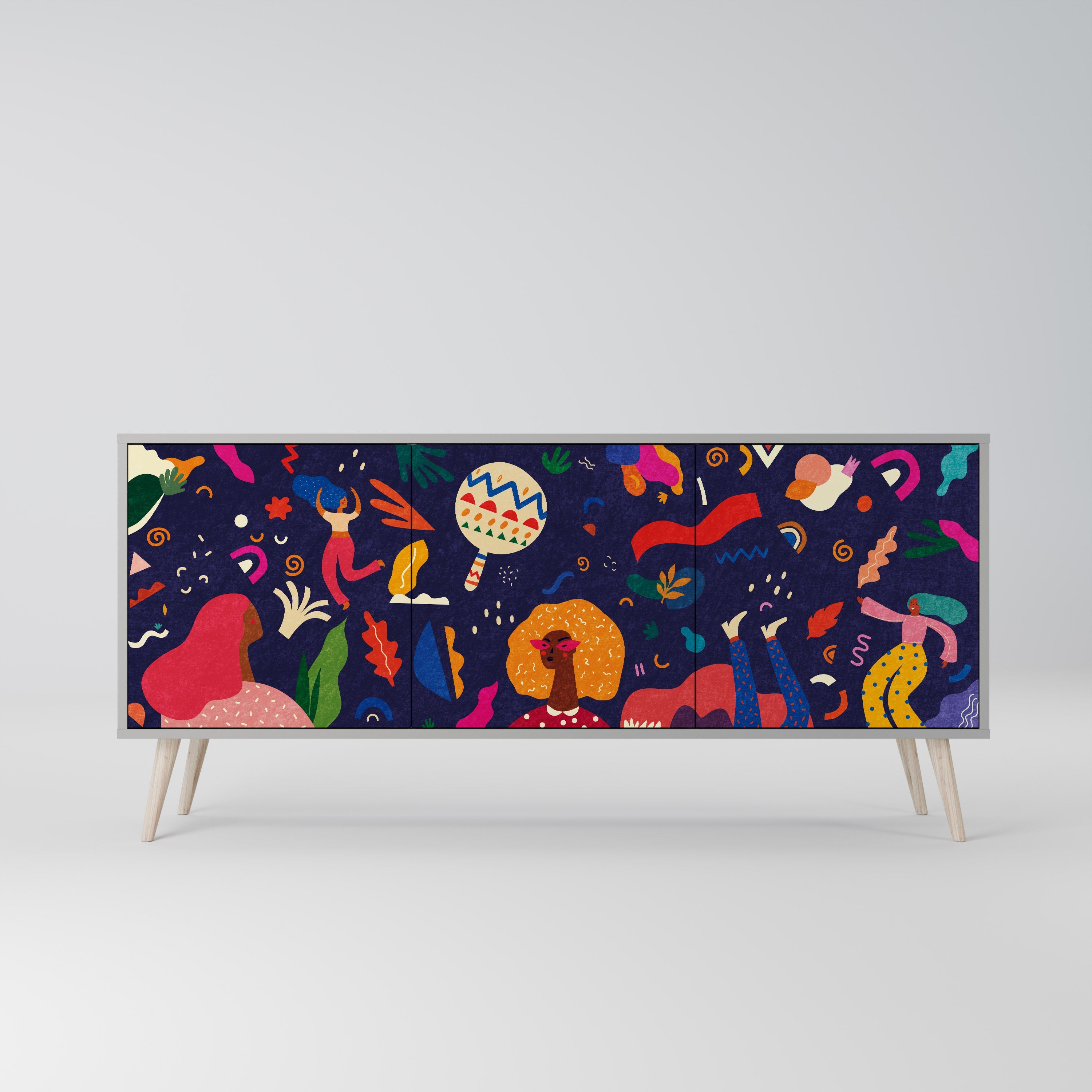 FESTIVE PLEASURES Sideboard mit 3 Türen in grauer Ausführung