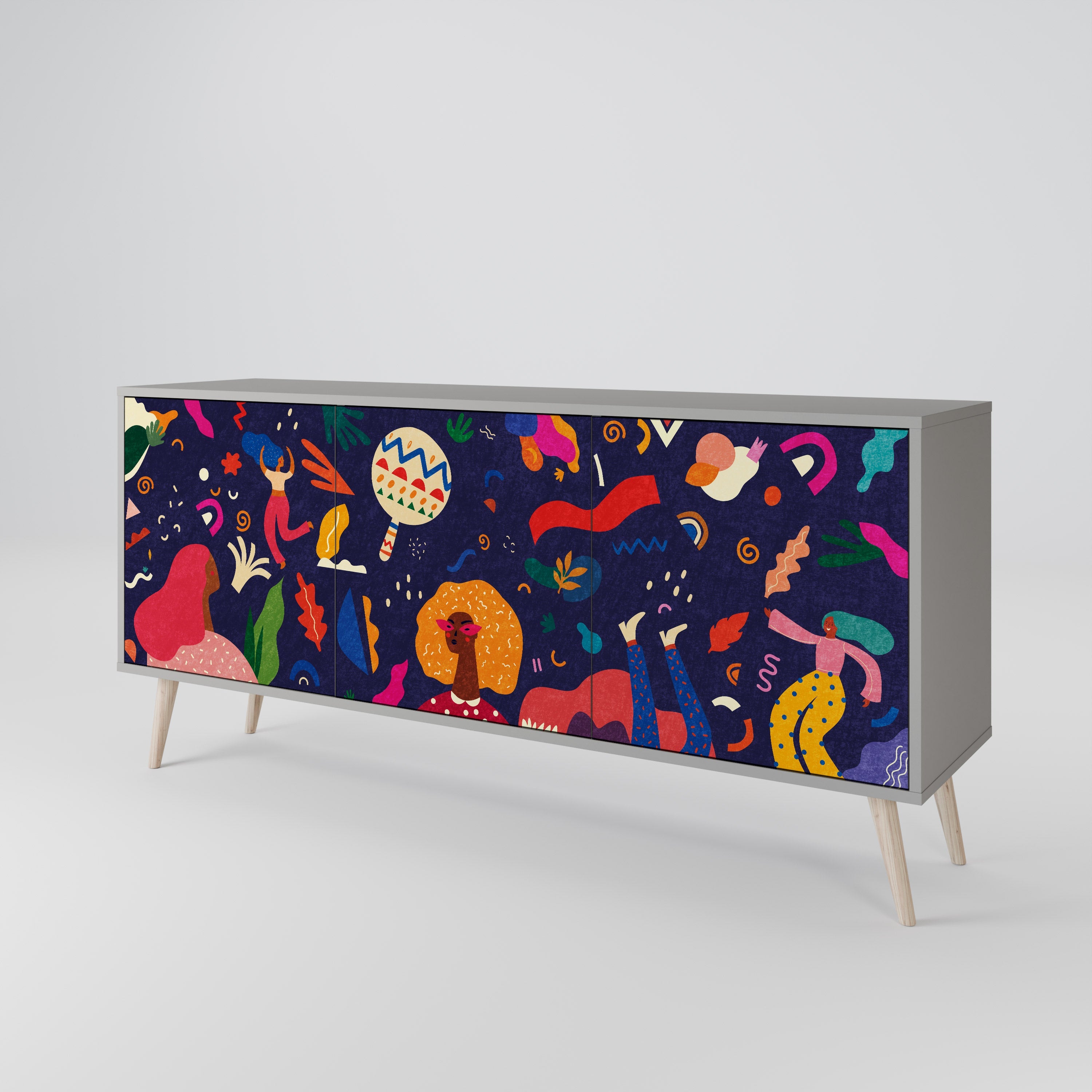 FESTIVE PLEASURES Sideboard mit 3 Türen in grauer Ausführung