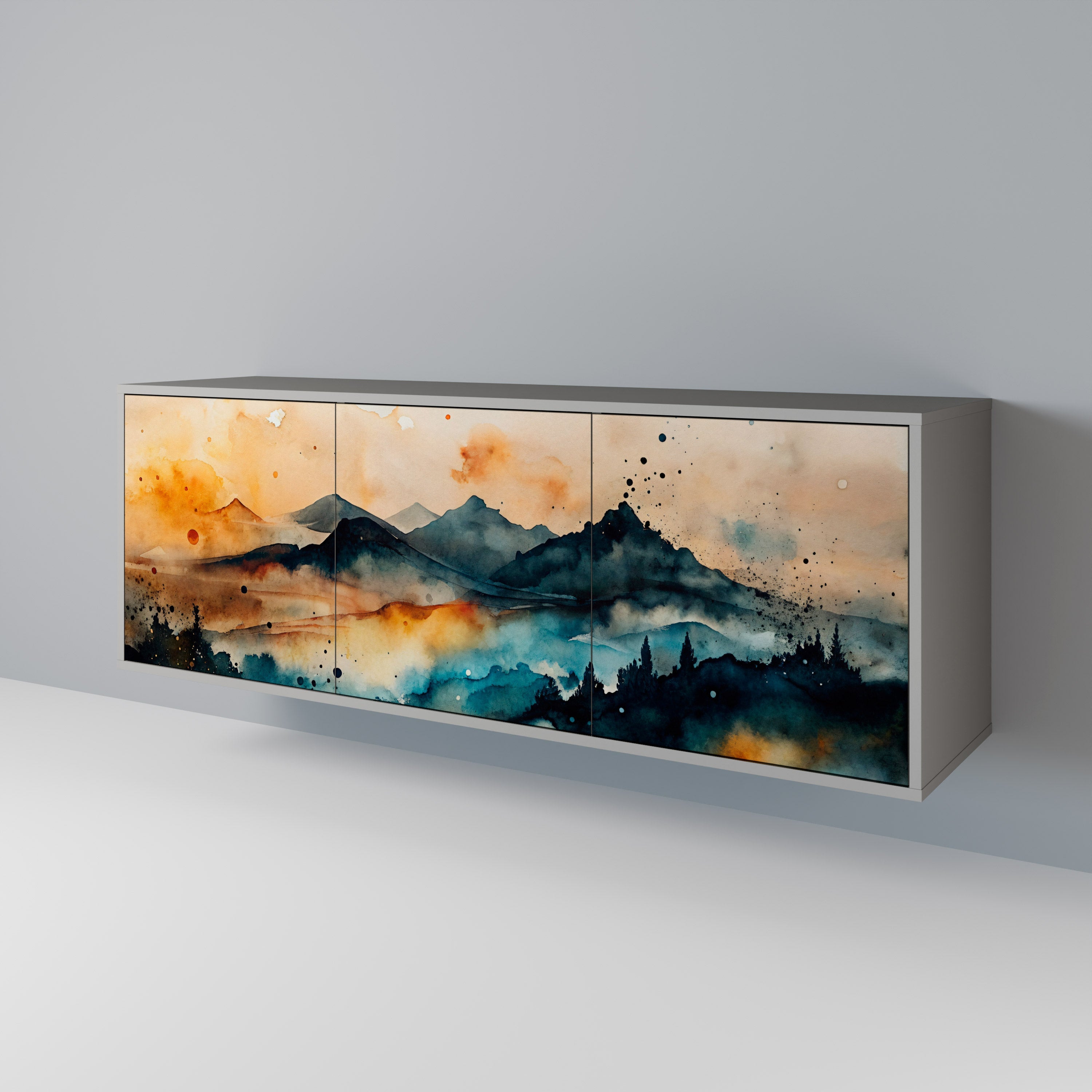 OMINOUS MOUNTAINS Sideboard mit 3 Türen in grauer Ausführung