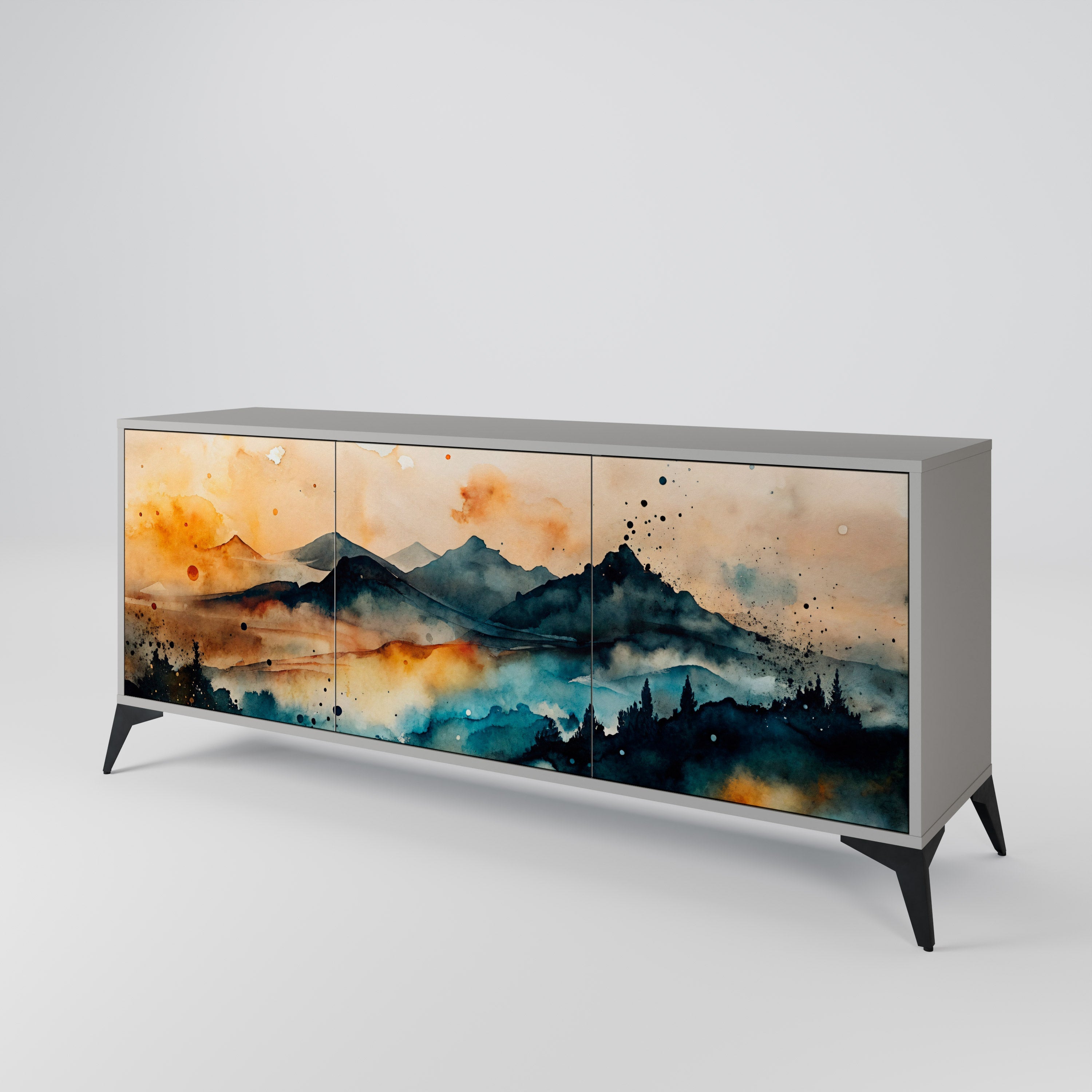 OMINOUS MOUNTAINS Sideboard mit 3 Türen in grauer Ausführung