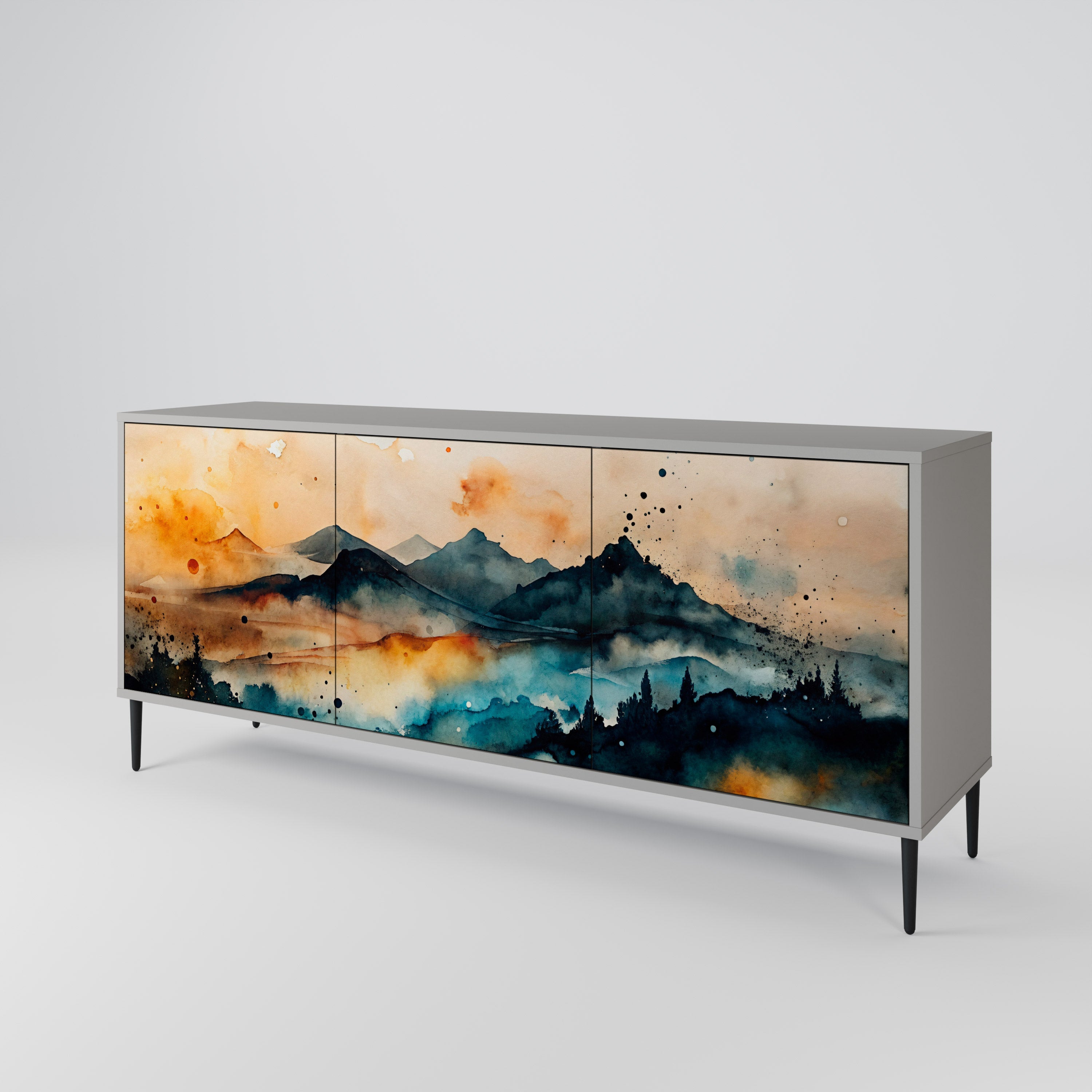 OMINOUS MOUNTAINS Sideboard mit 3 Türen in grauer Ausführung
