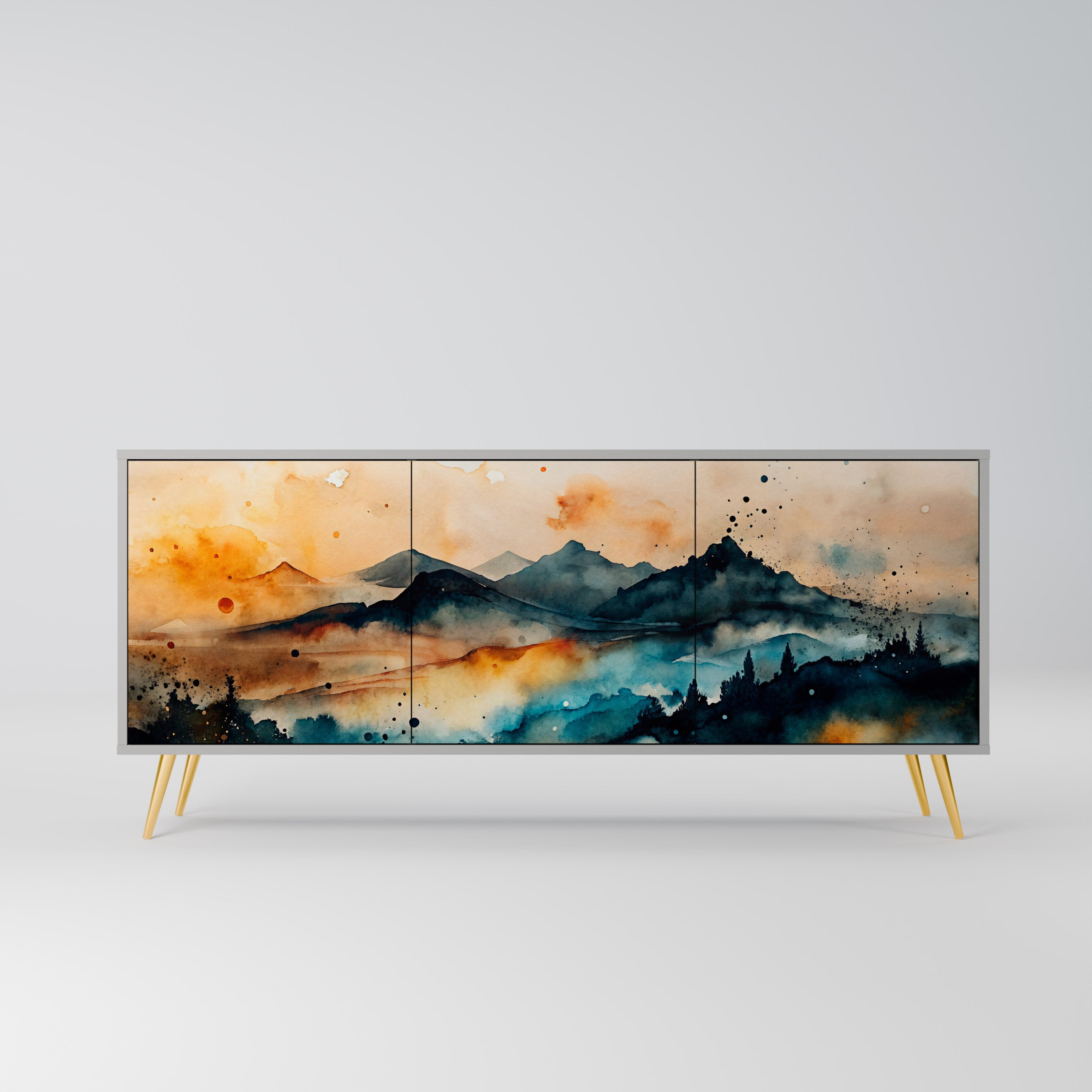 OMINOUS MOUNTAINS Sideboard mit 3 Türen in grauer Ausführung