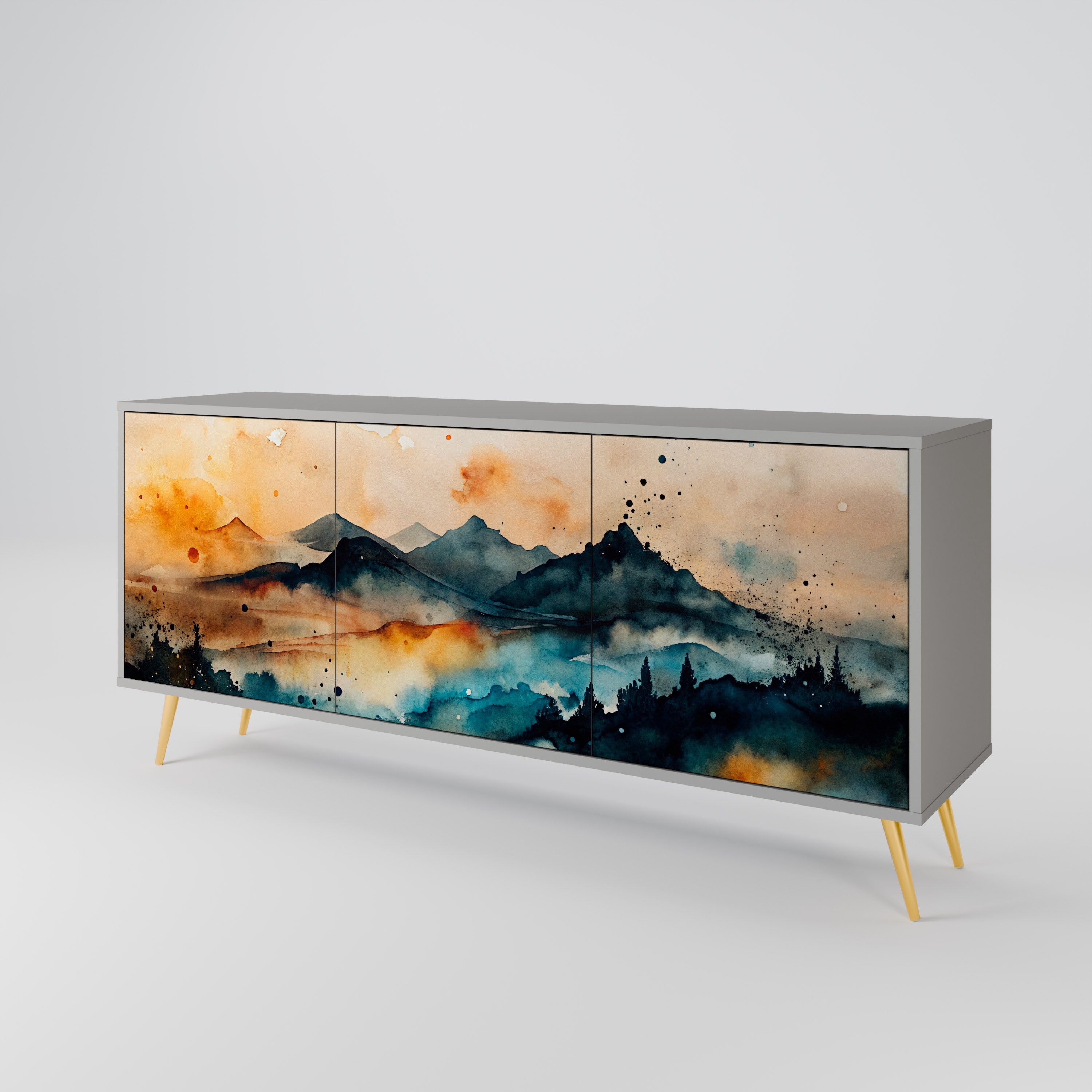 OMINOUS MOUNTAINS Sideboard mit 3 Türen in grauer Ausführung
