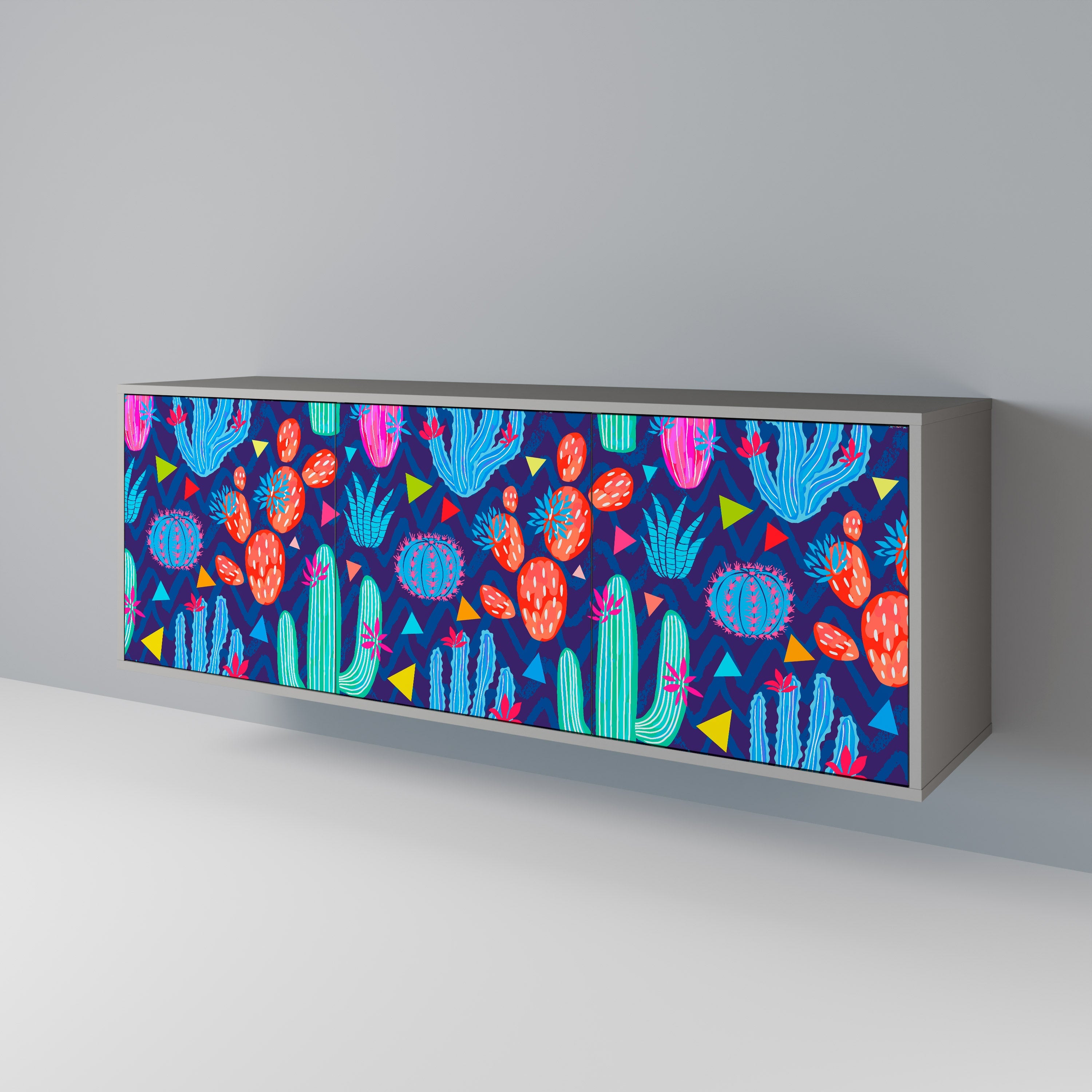 CACTUS VIBES 3-türiges Sideboard in grauem Finish