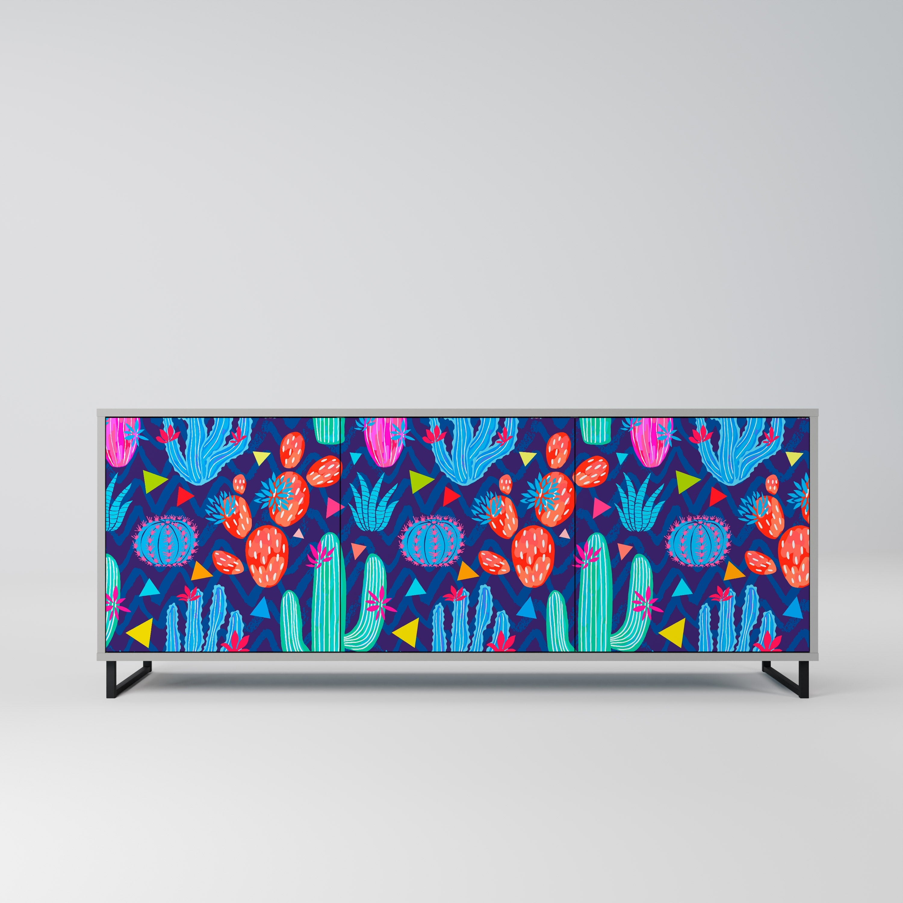 CACTUS VIBES 3-türiges Sideboard in grauem Finish