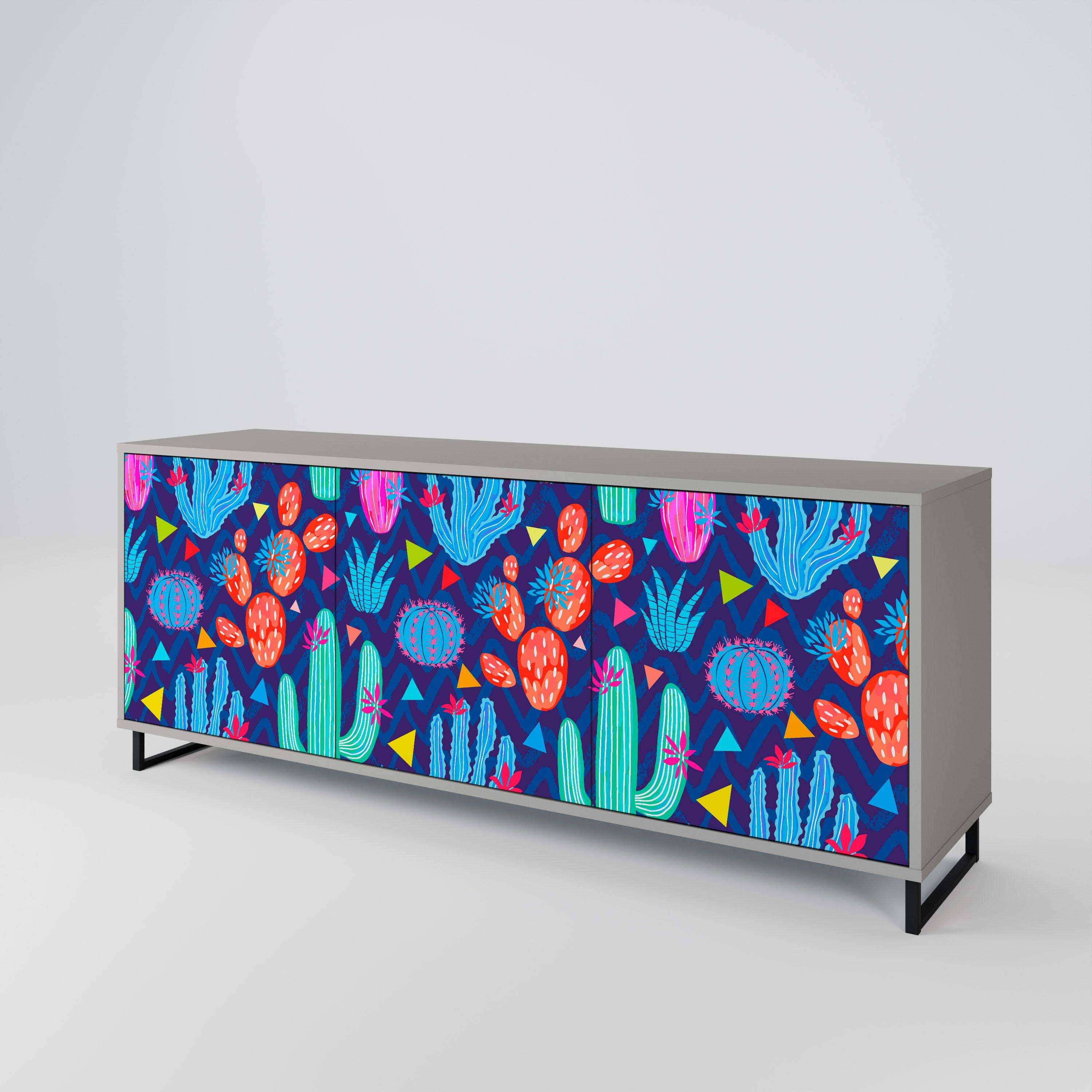 CACTUS VIBES 3-türiges Sideboard in grauem Finish