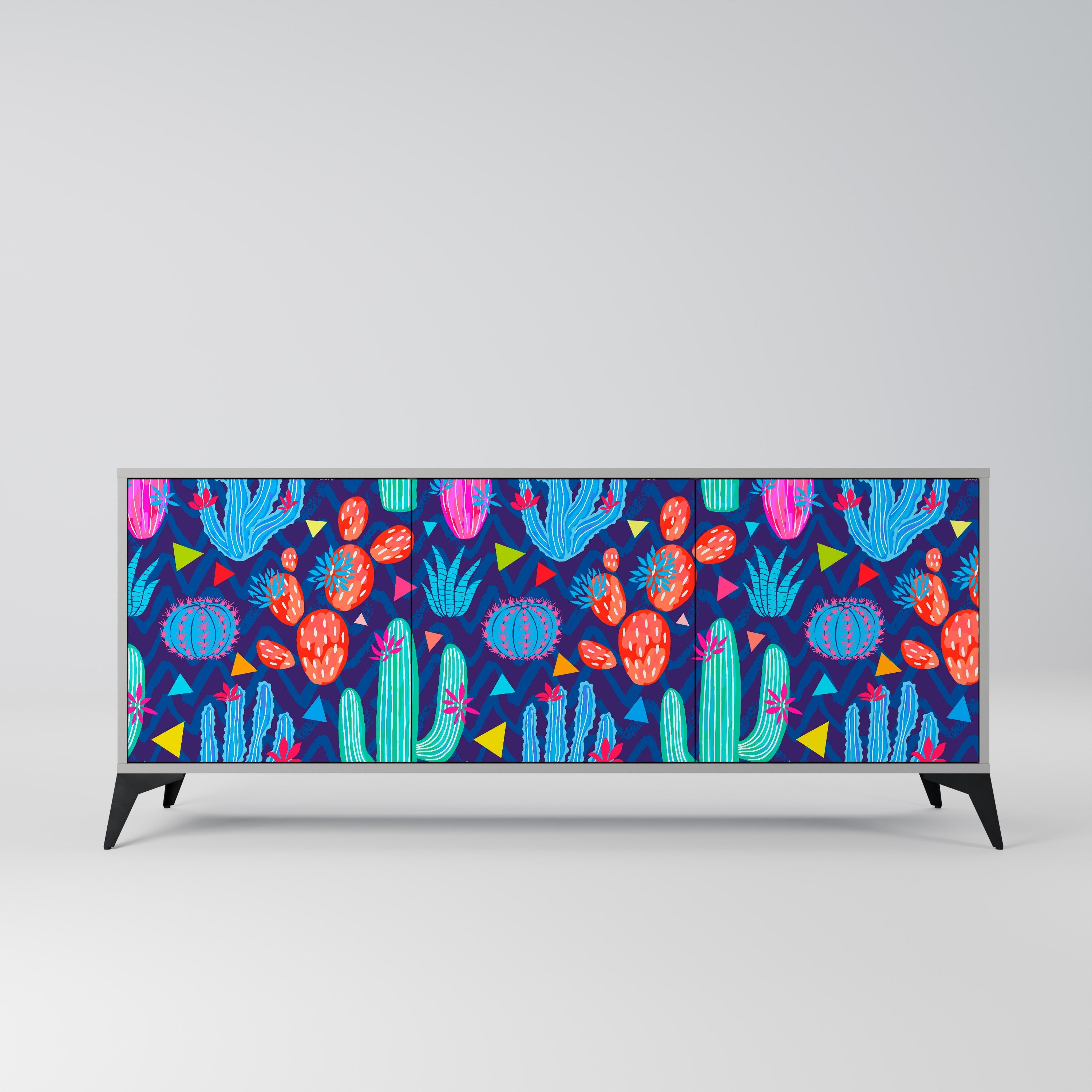 CACTUS VIBES 3-türiges Sideboard in grauem Finish