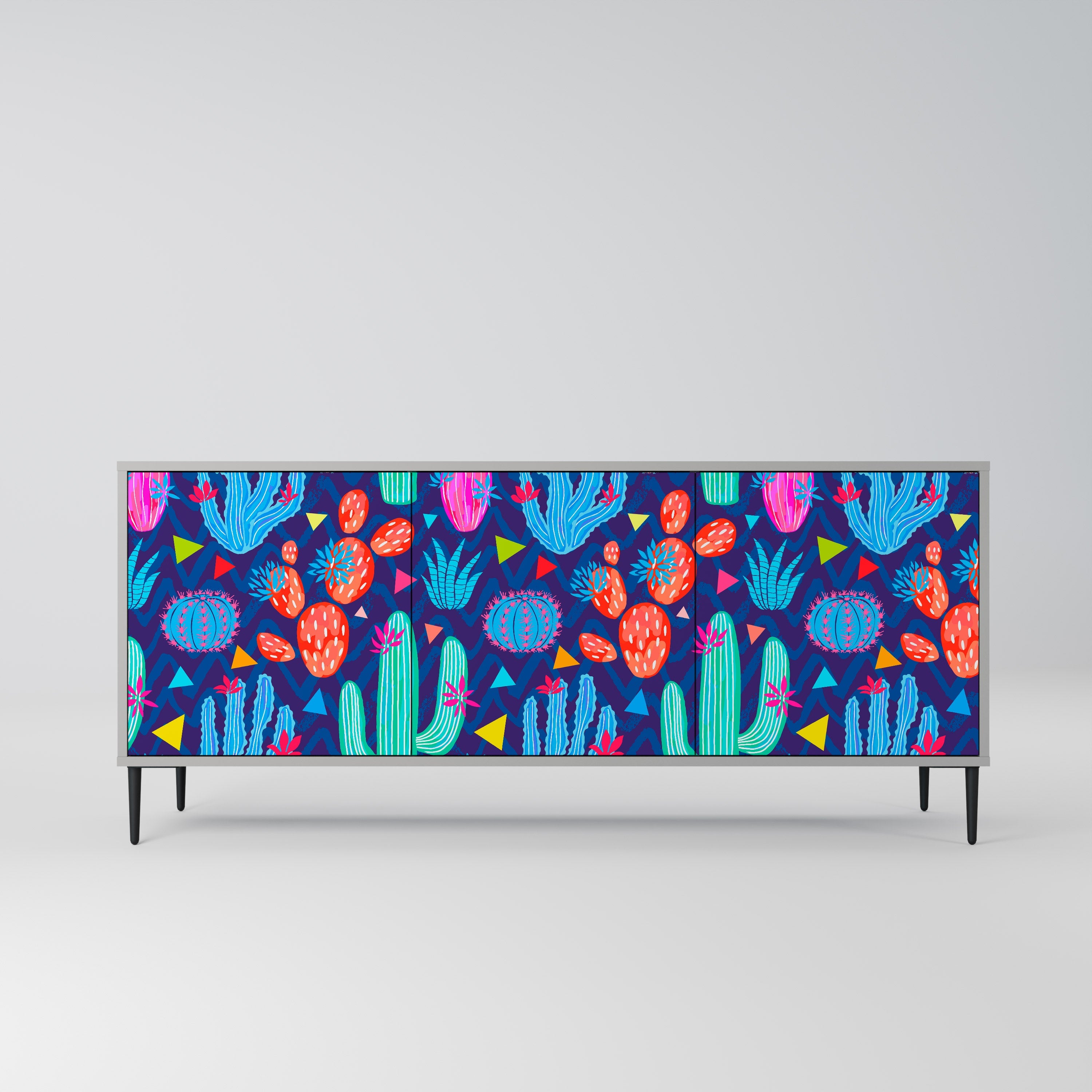 CACTUS VIBES 3-türiges Sideboard in grauem Finish