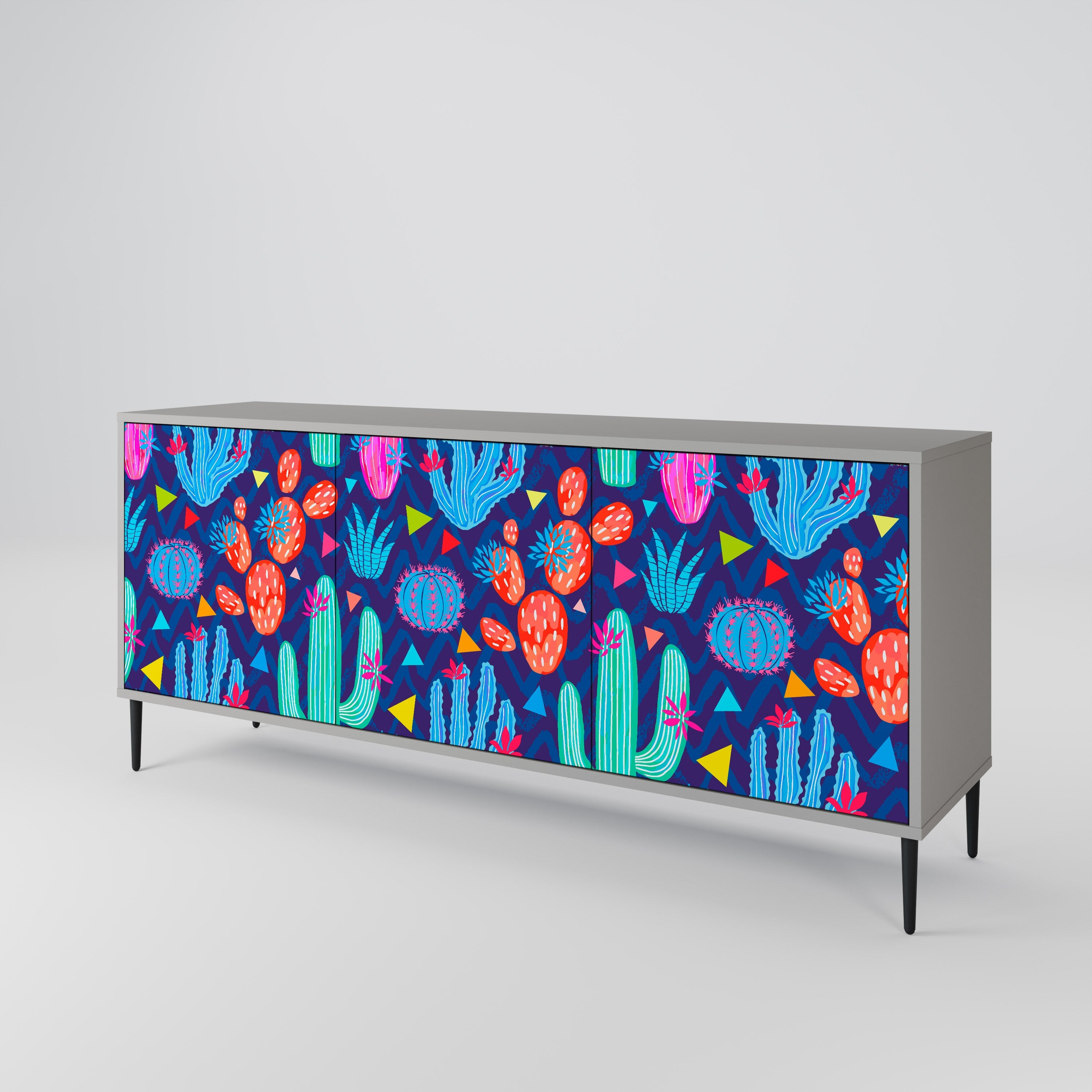 CACTUS VIBES 3-türiges Sideboard in grauem Finish