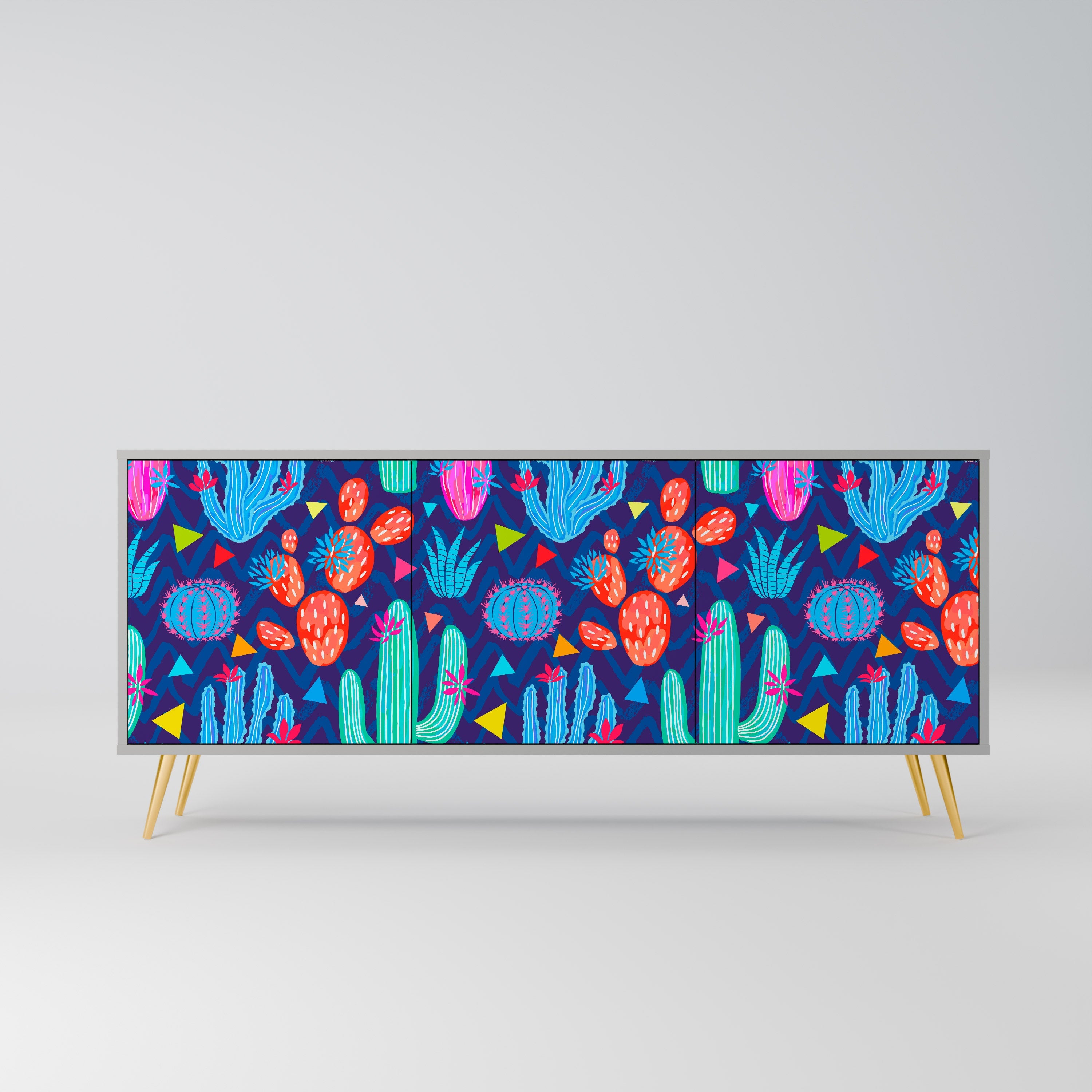 CACTUS VIBES 3-türiges Sideboard in grauem Finish