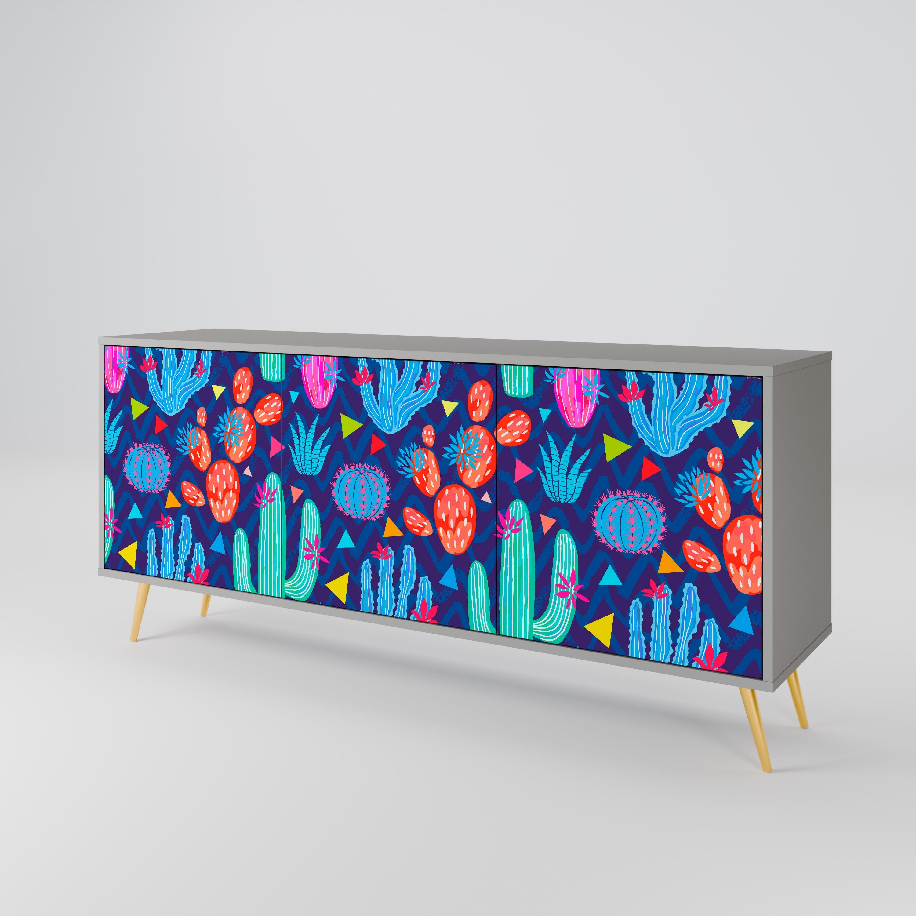 CACTUS VIBES 3-türiges Sideboard in grauem Finish