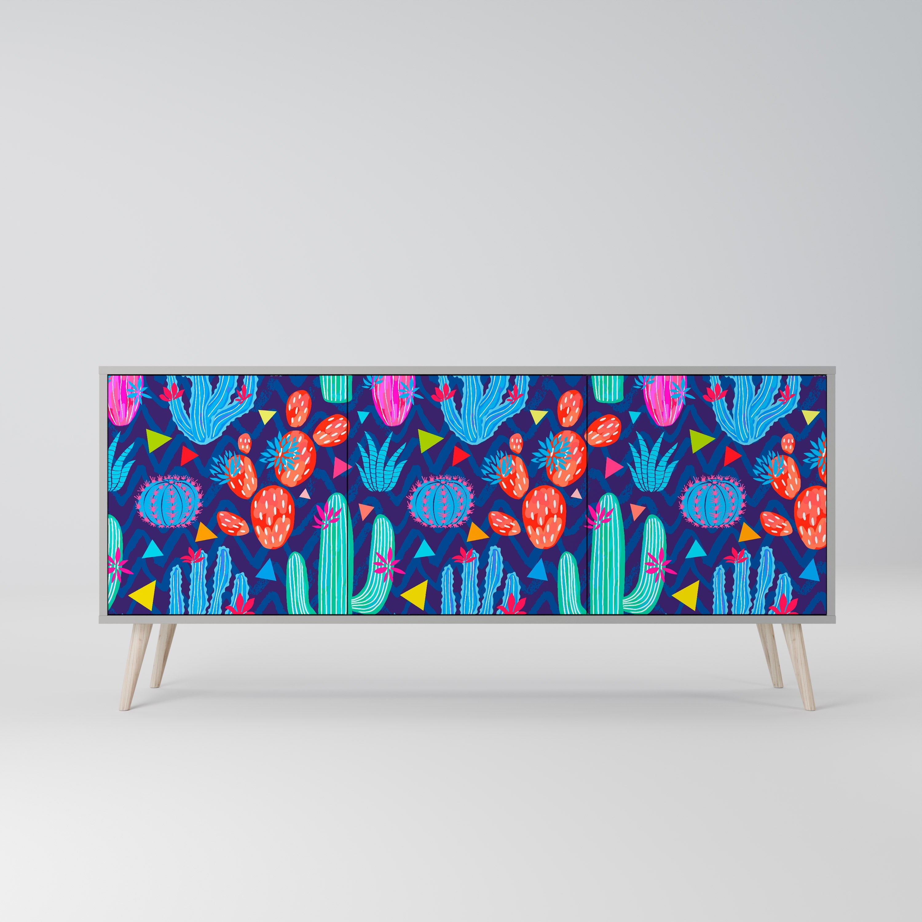 CACTUS VIBES 3-türiges Sideboard in grauem Finish