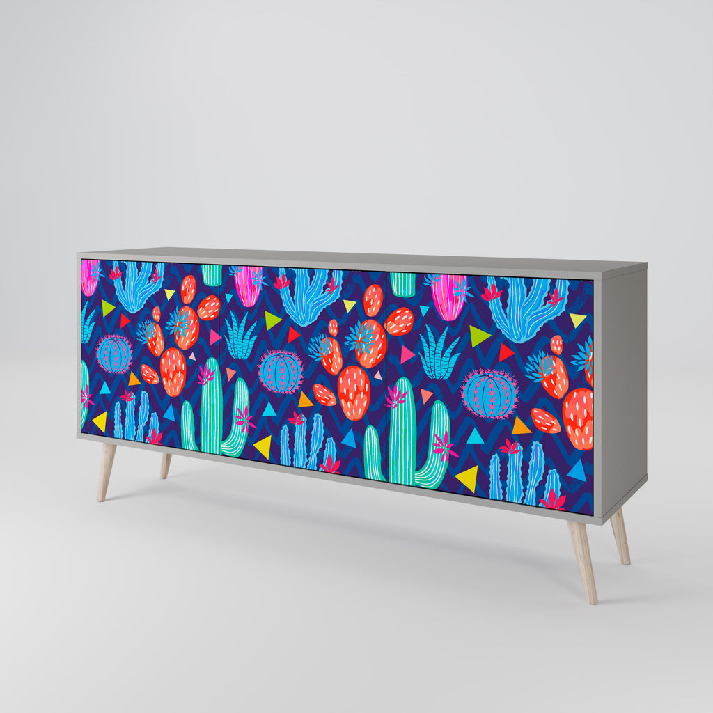 CACTUS VIBES 3-türiges Sideboard in grauem Finish