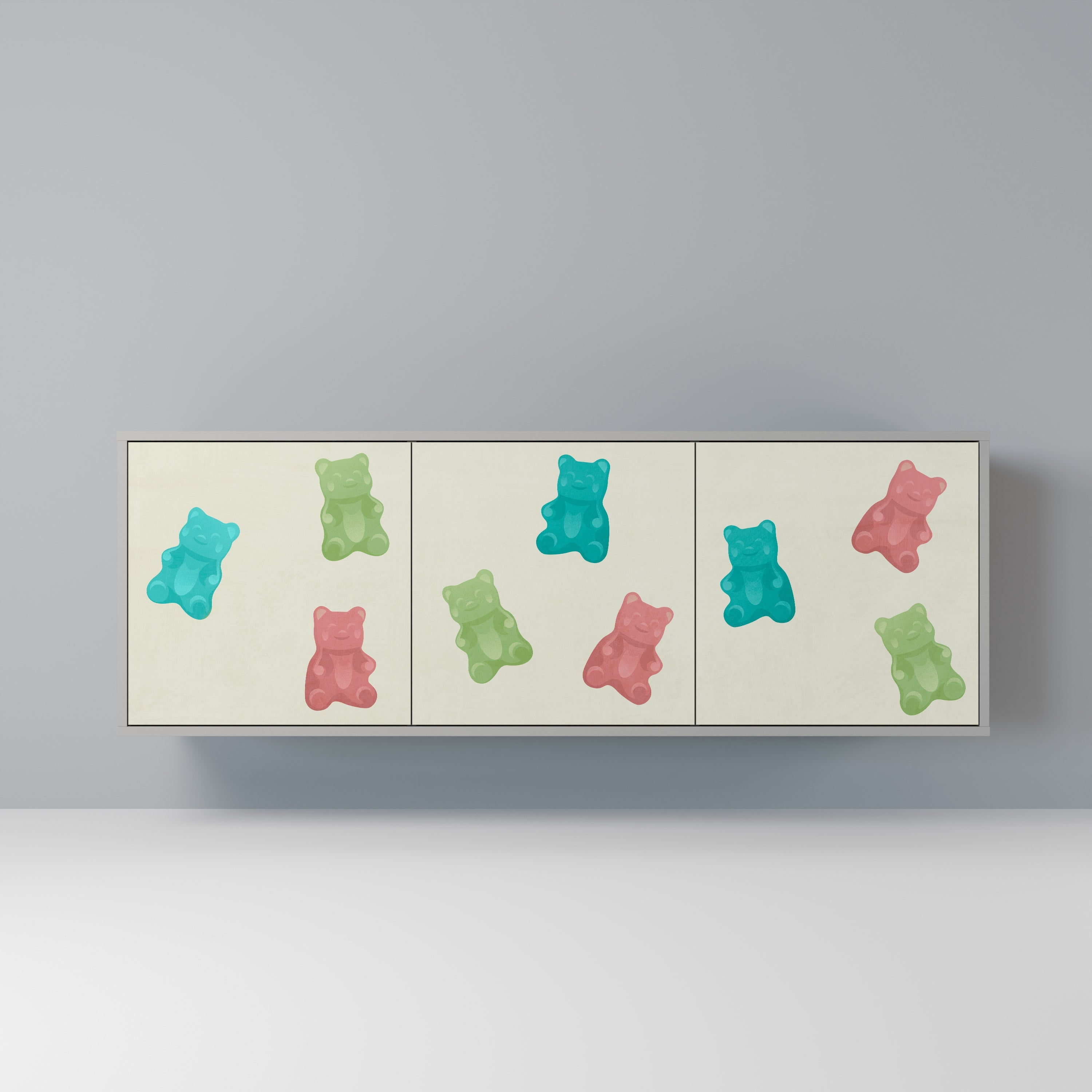 GUMMY BEARS 3-türiges Sideboard in grauer Ausführung